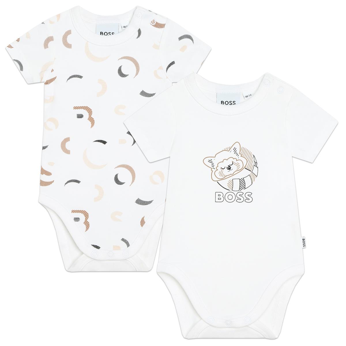 Baby Boys & Girls White Cotton Babysuit Set