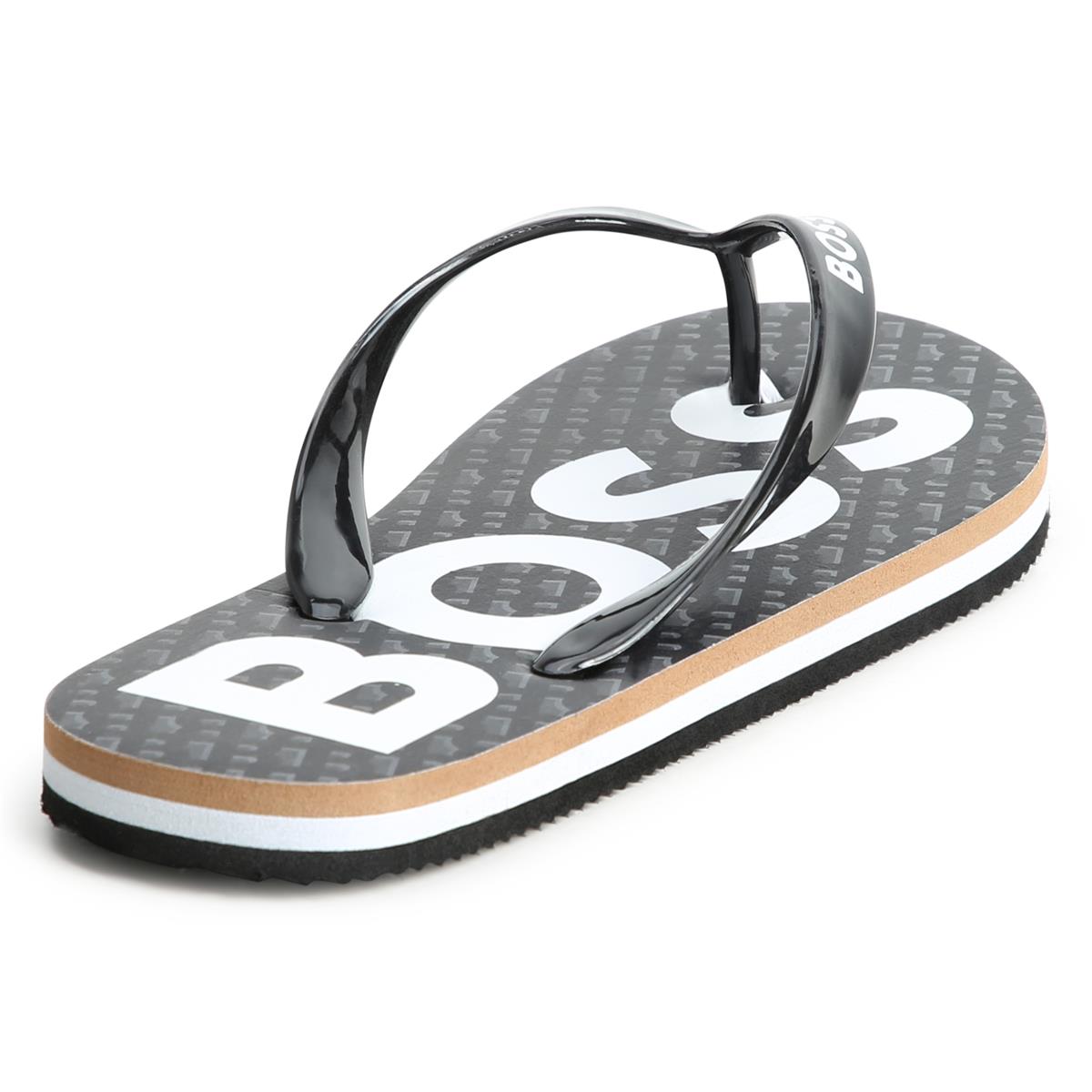 Boys Black Logo Slippers