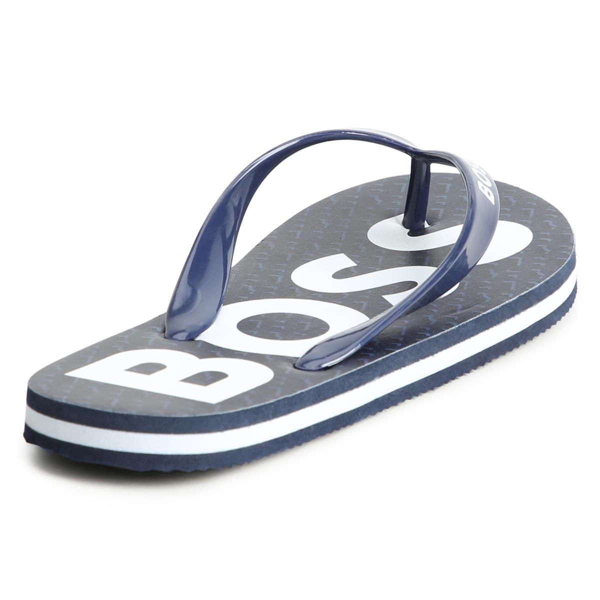 Boys Navy Logo Slippers