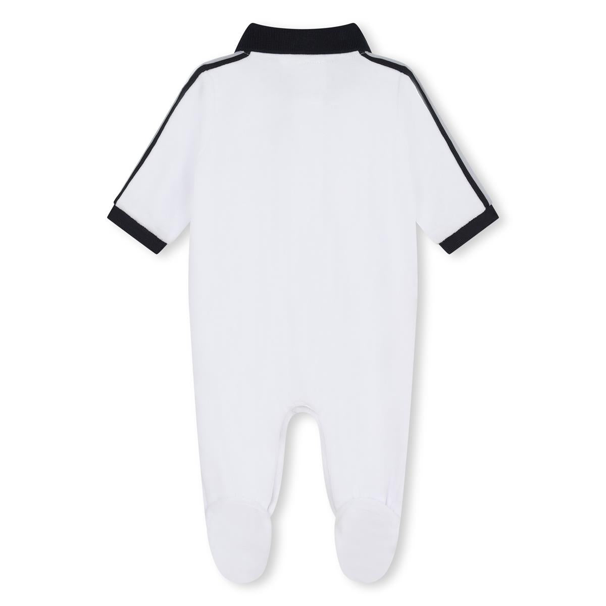 Baby Boys White Cotton Babysuit