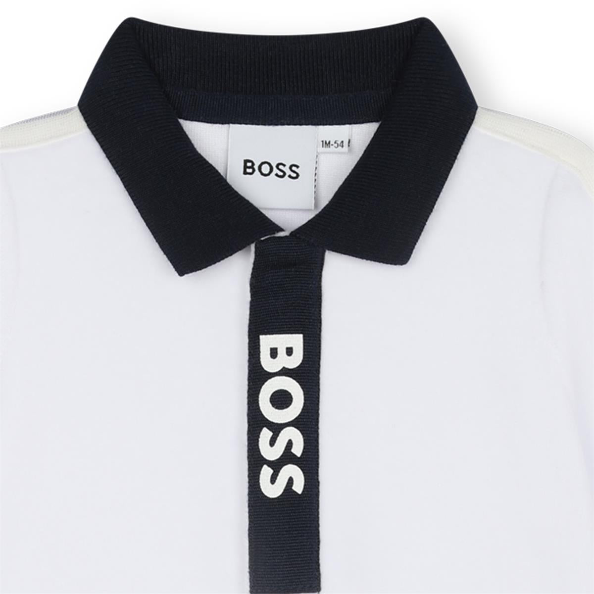 Baby Boys White Cotton Babysuit