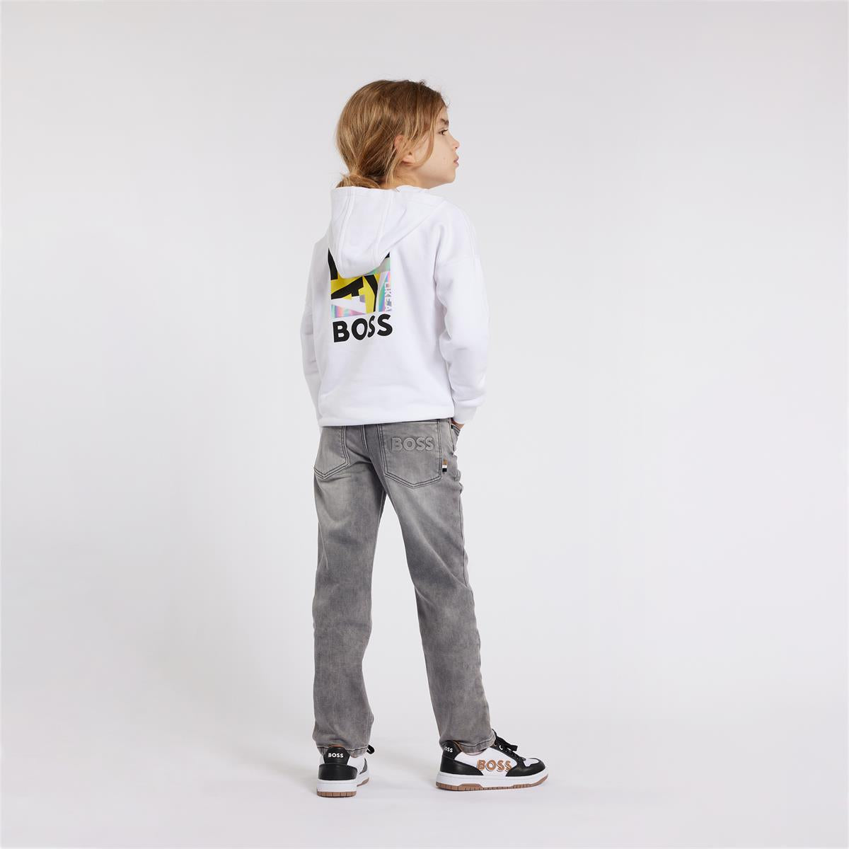 Boys White Hooded Sweatshirt