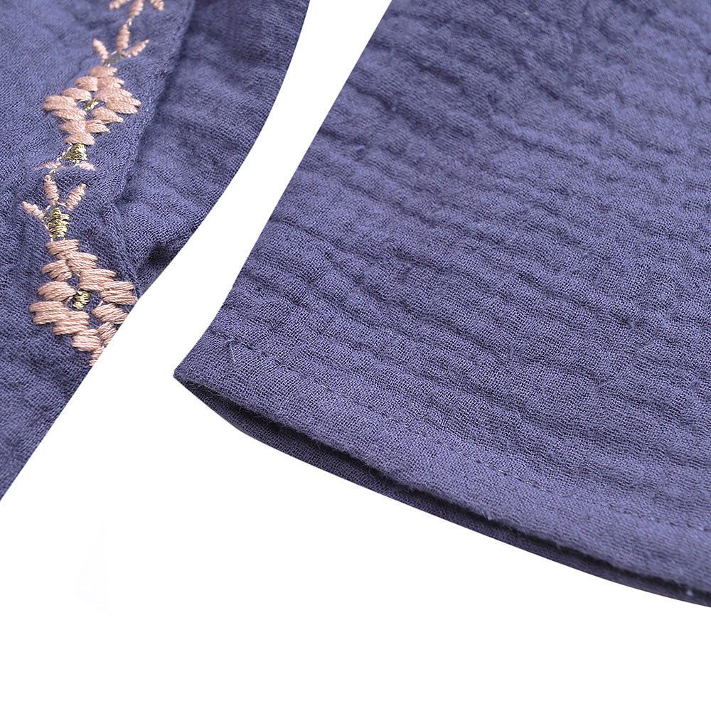 Girls Blue Embroidered Flower Trims'Bluebell'Rompers - CÉMAROSE | Children's Fashion Store - 5