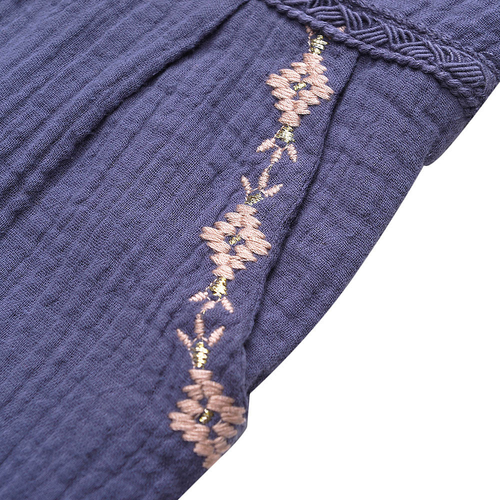 Girls Blue Embroidered Flower Trims'Bluebell'Rompers - CÉMAROSE | Children's Fashion Store - 7
