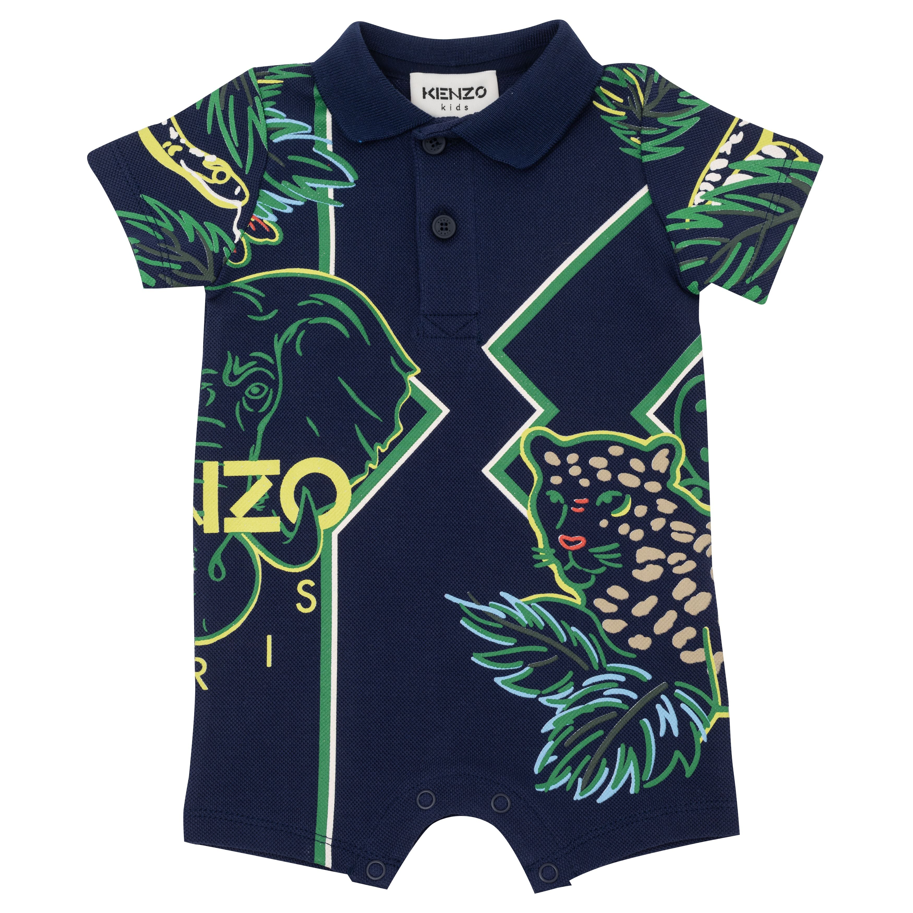 Baby Boys & Girls Blue Cotton Babysuit