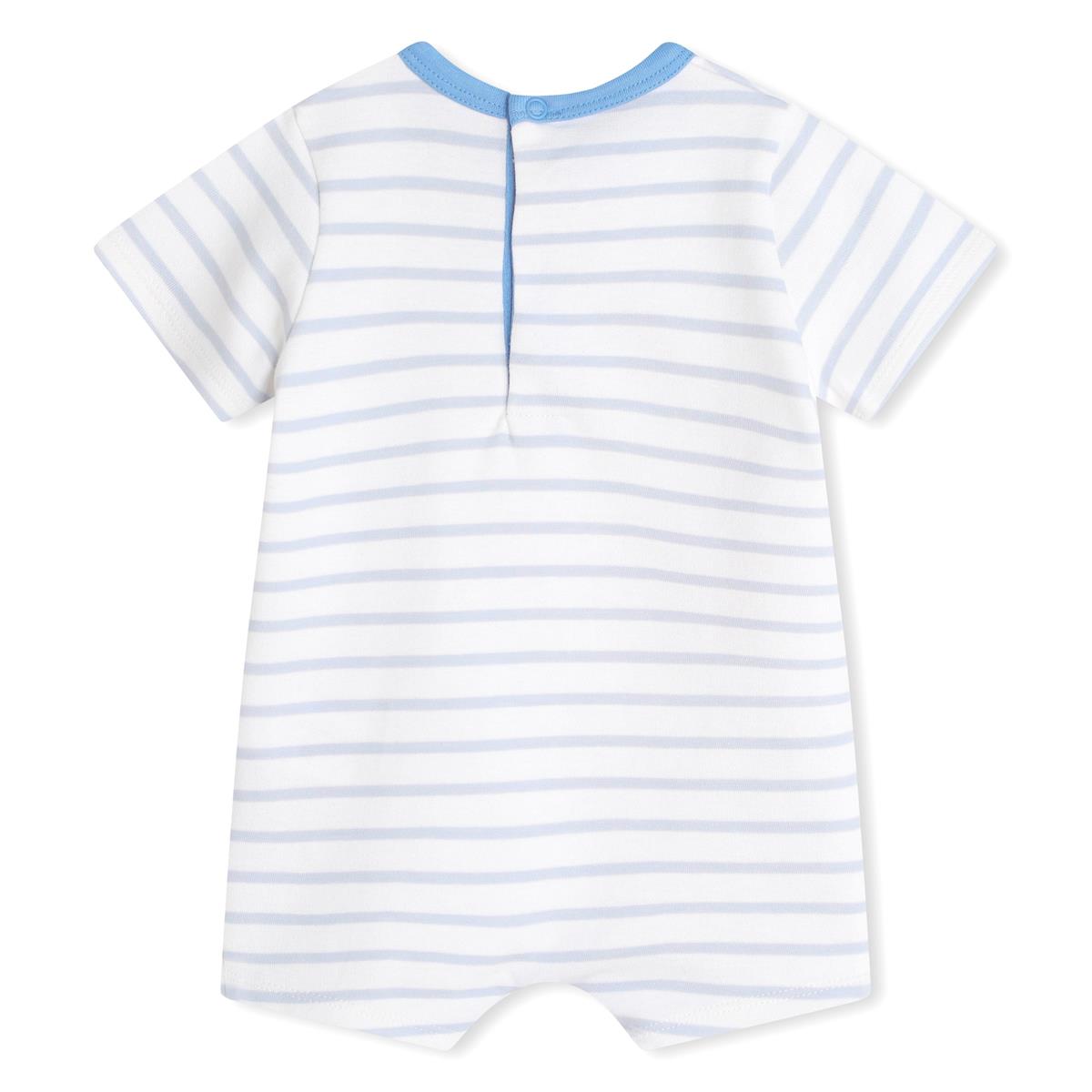 Baby Boys White Stripes Cotton Babysuit