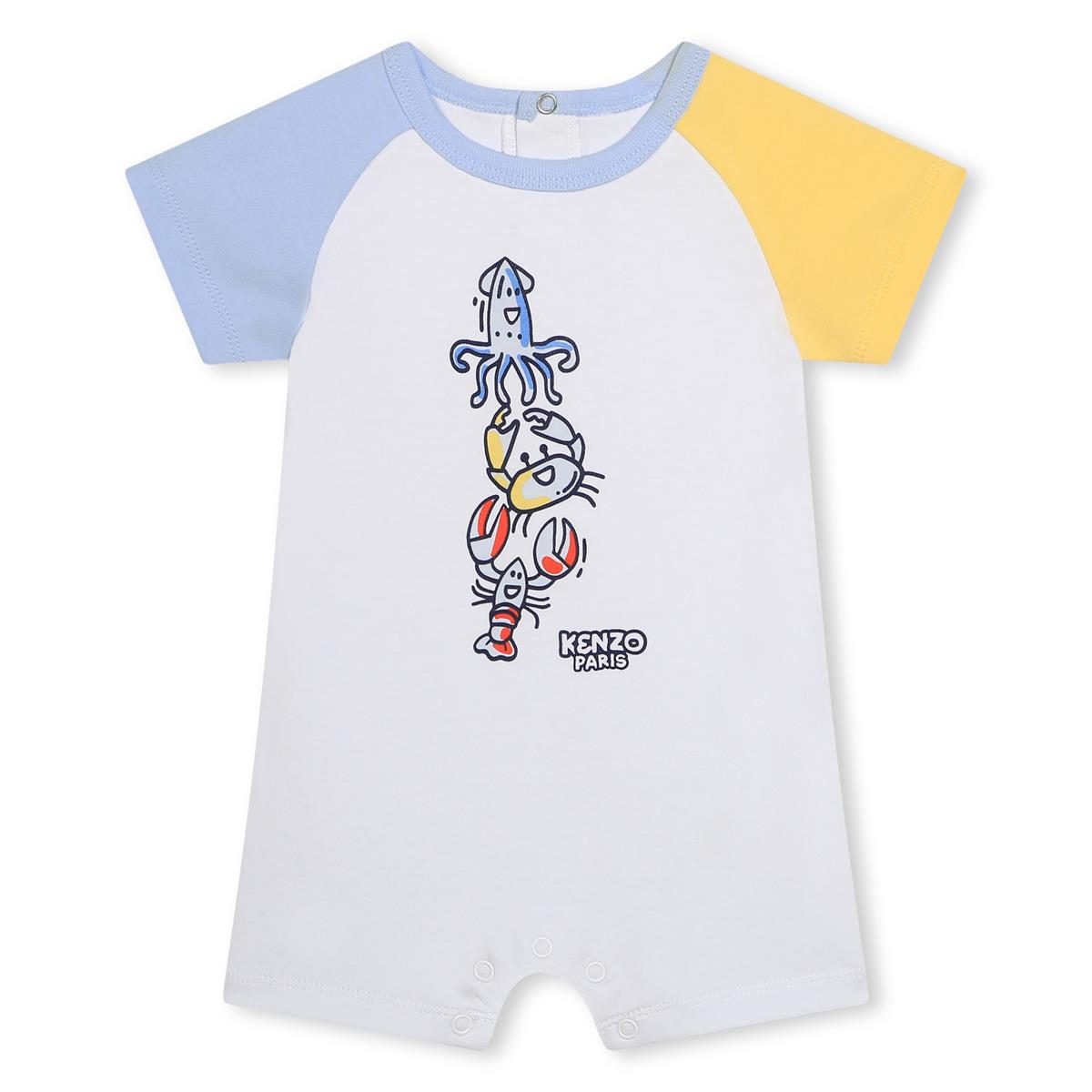 Baby Boys White Cotton Babysuit