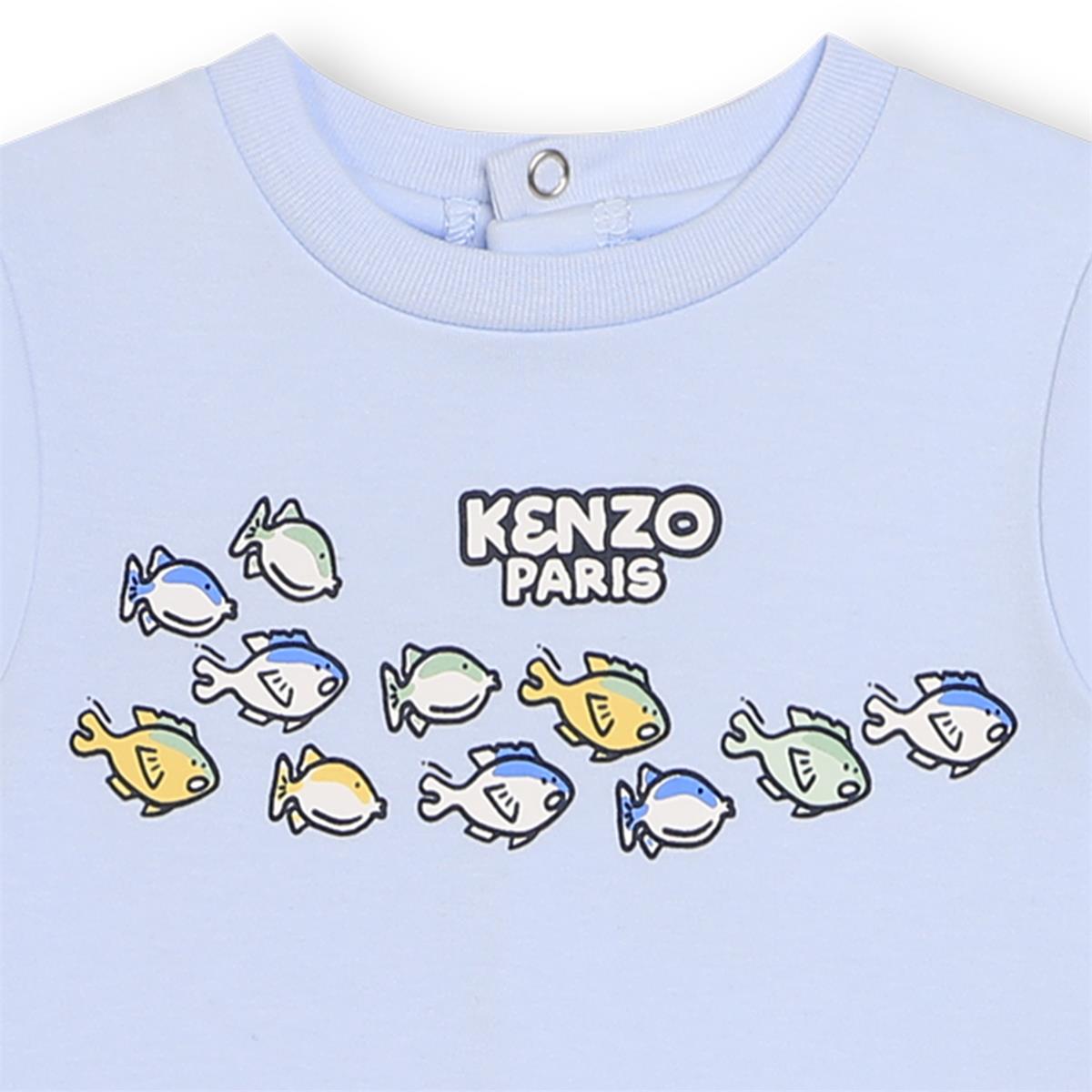 Baby Boys Blue Cotton Babysuit