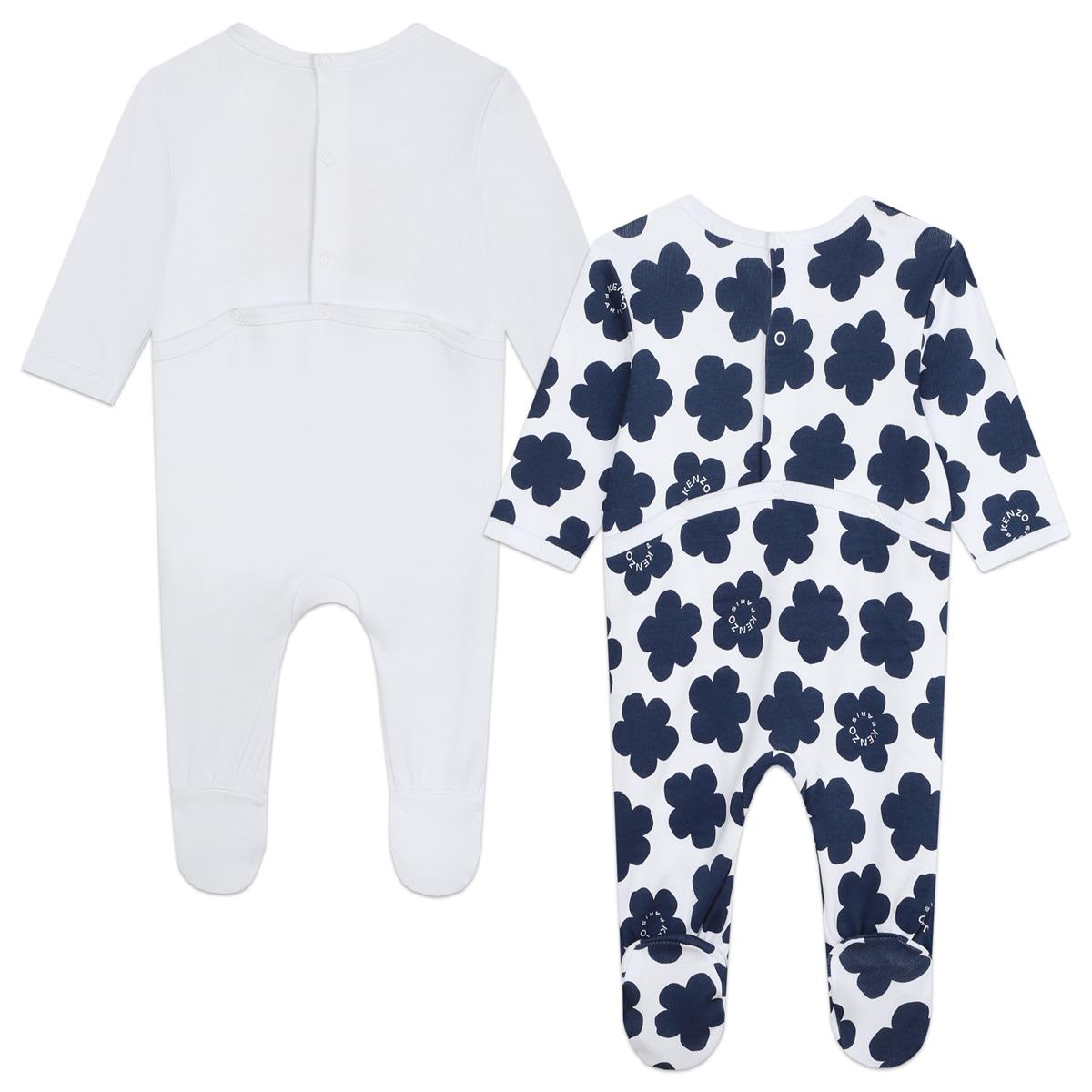 Baby Boys & Girls White Cotton Babysuit Set(2 Pack)