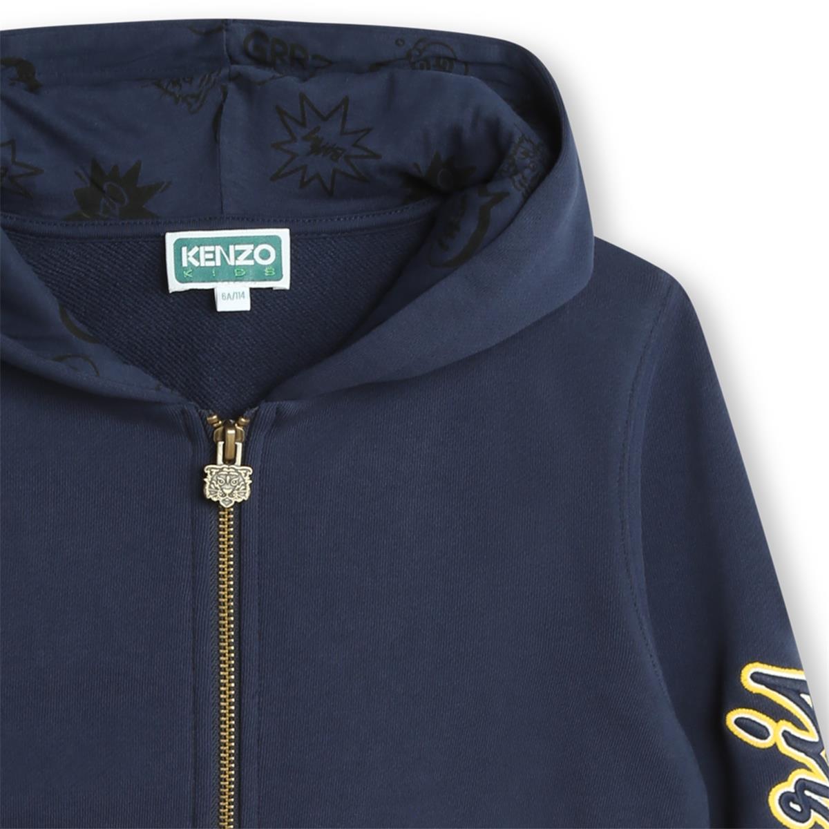 Boys Navy Cotton Zip-Up Top