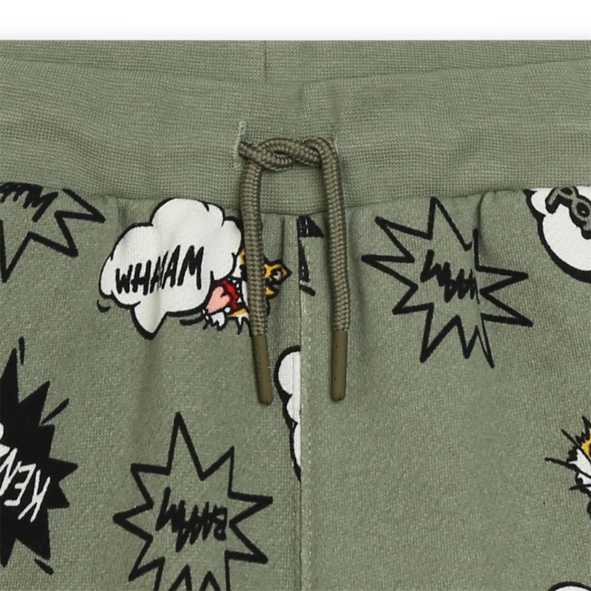 Boys Green Printed Cotton Shorts