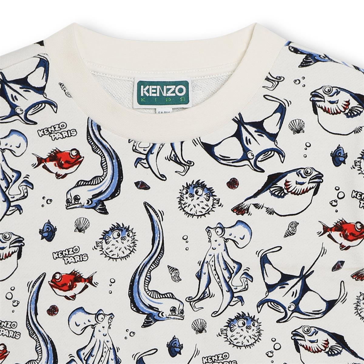 Boys & Girls White Printed Cotton Sweatshirt