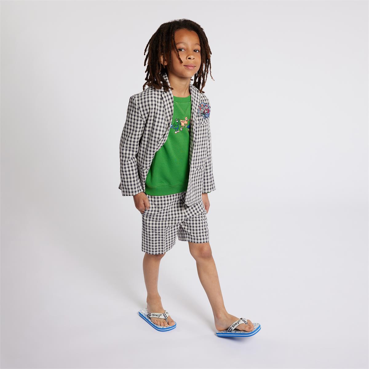 Boys Grey Check Coat
