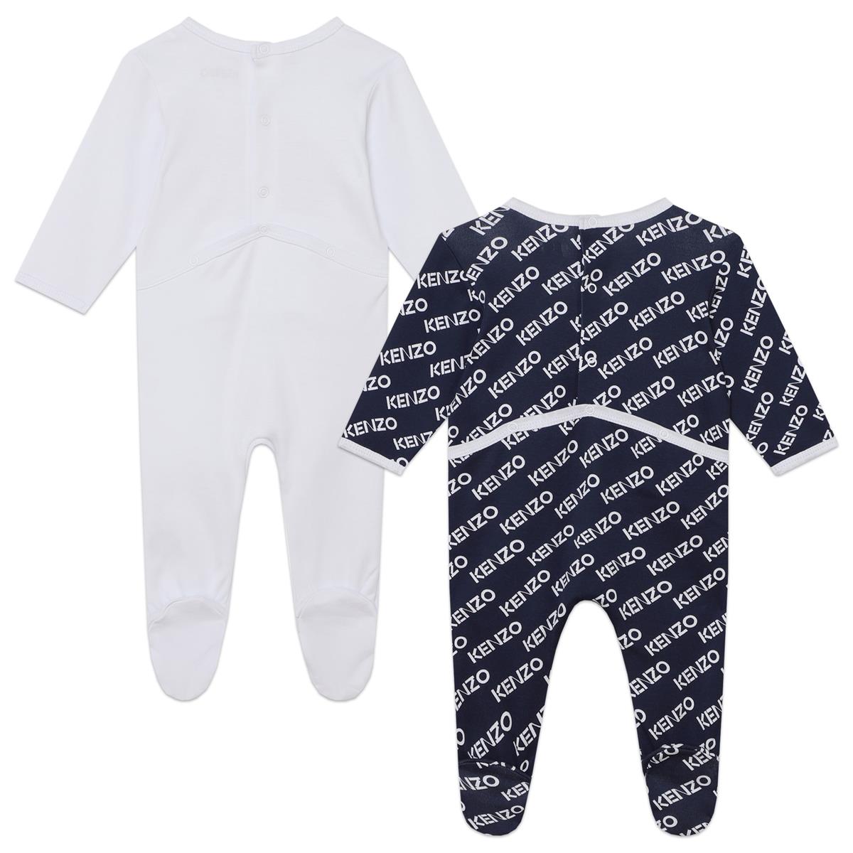 Baby Boys & Girls White Cotton Babysuit Set(2 Pack)