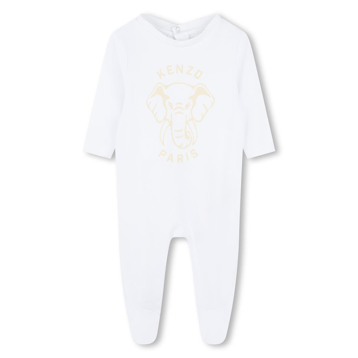 Baby Boys & Girls White Cotton Babysuit