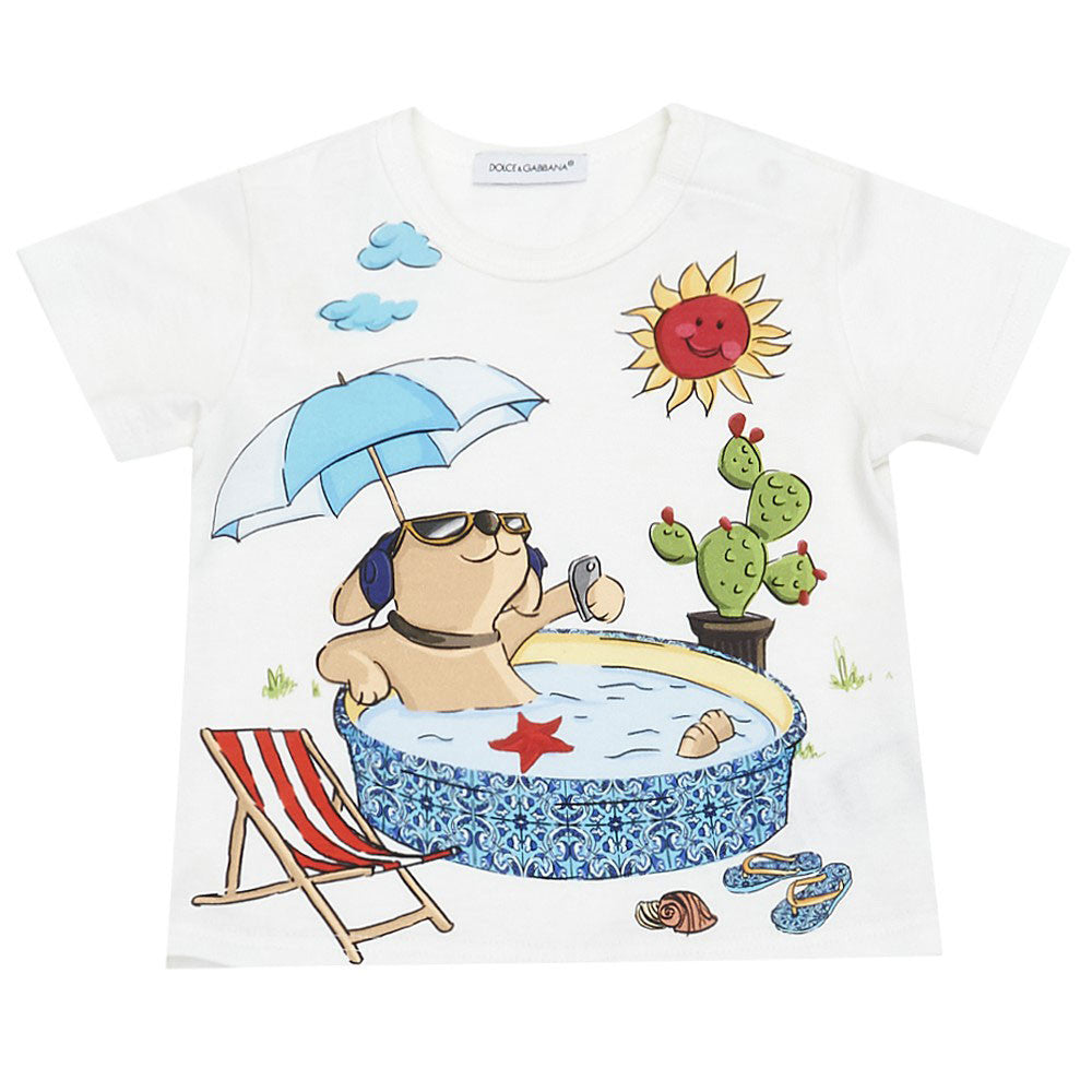 Baby Boys White 'Mimmo' T-Shirt - CÉMAROSE | Children's Fashion Store - 1