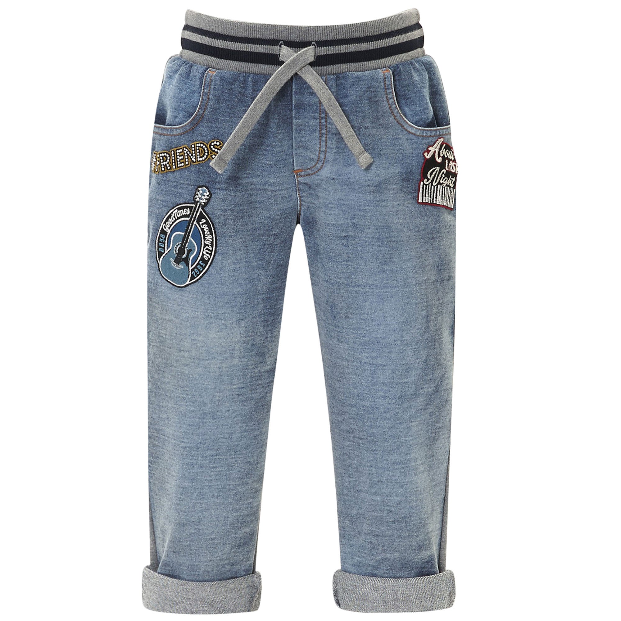 Boys Blue Cotton Jersey Trousers - CÉMAROSE | Children's Fashion Store - 1