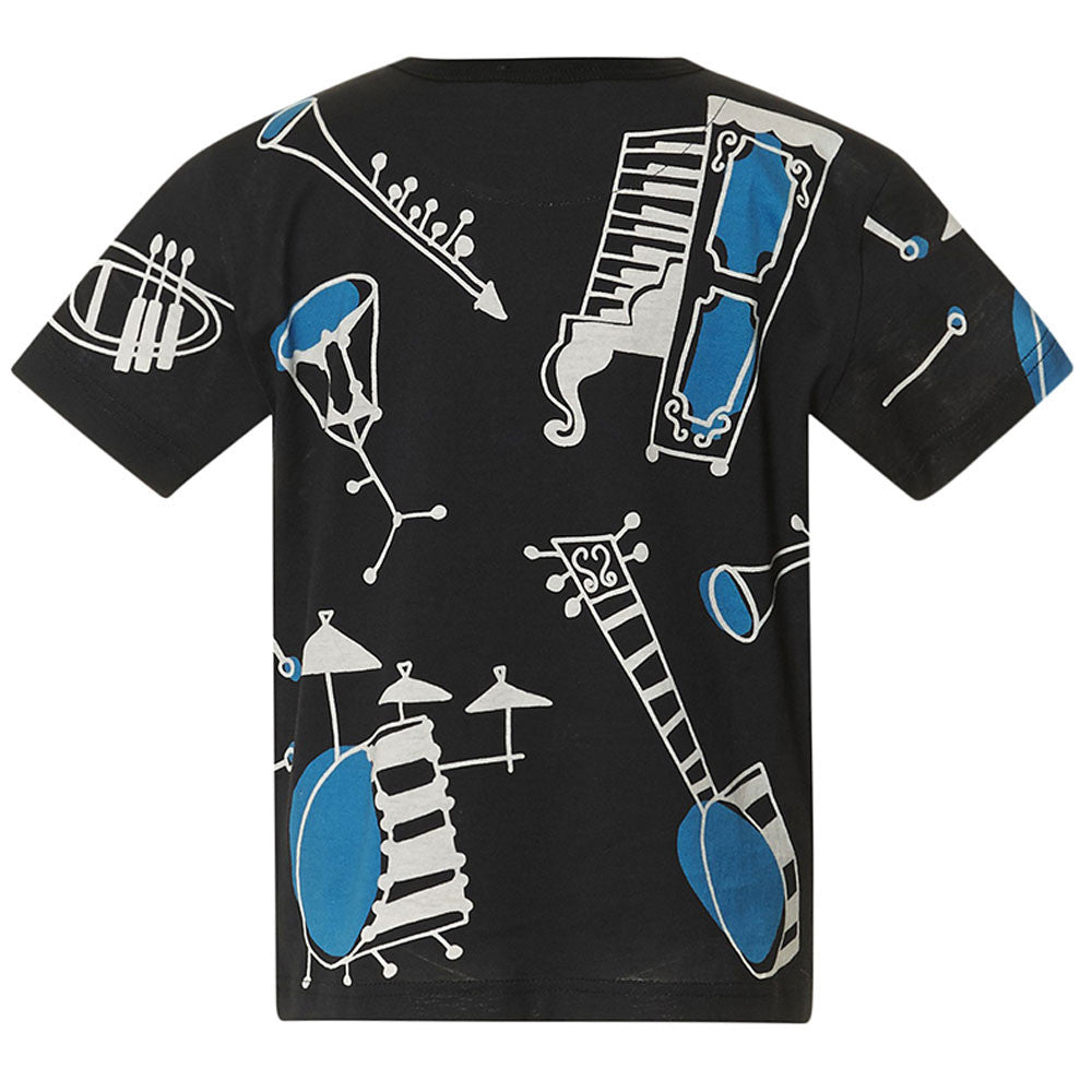 Boys Black & Navy Blue 'Jazz Music' Cotton T-Shirt - CÉMAROSE | Children's Fashion Store - 2