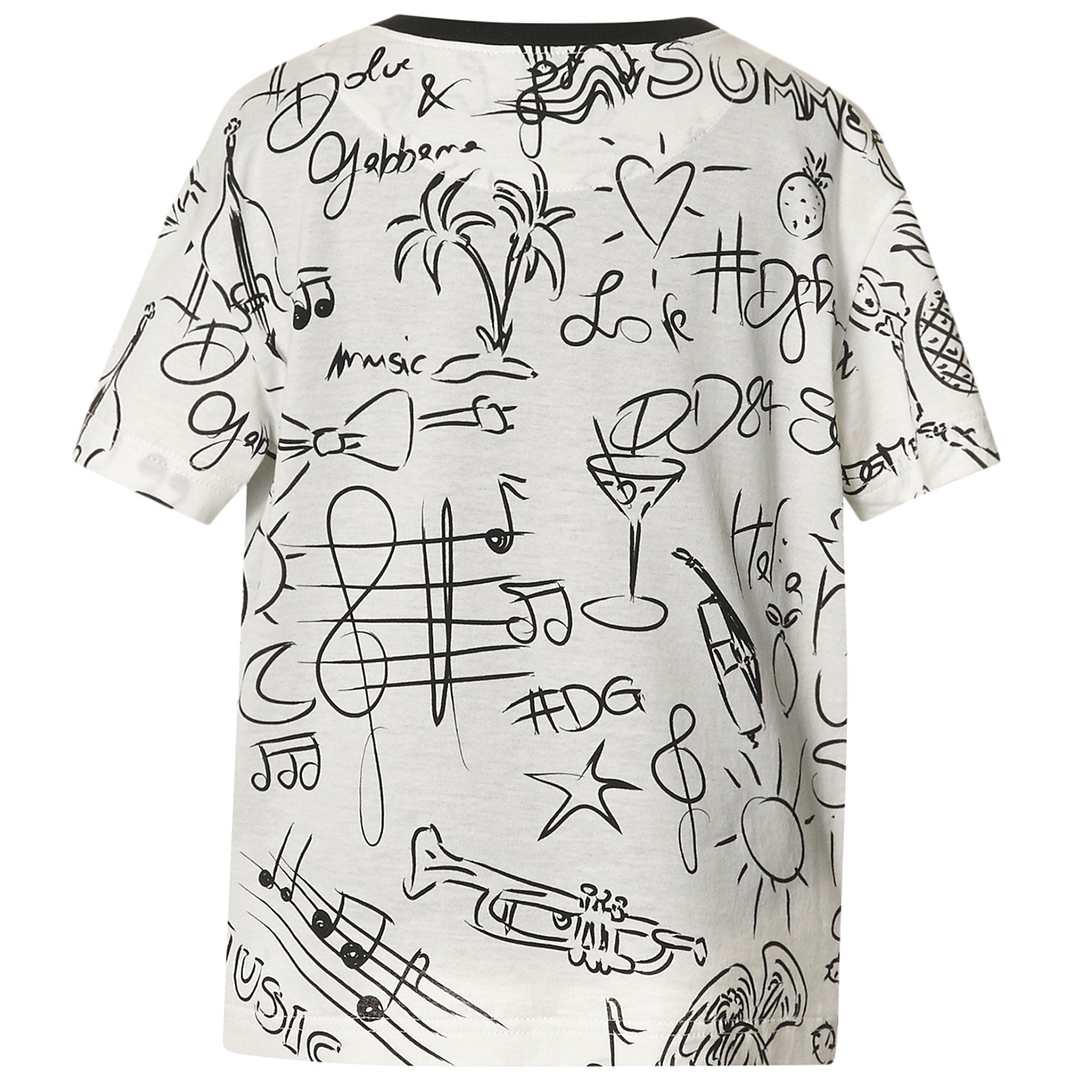 Boys White Fancy Printed T-Shirt With Patch Trims - CÉMAROSE | Children's Fashion Store - 2