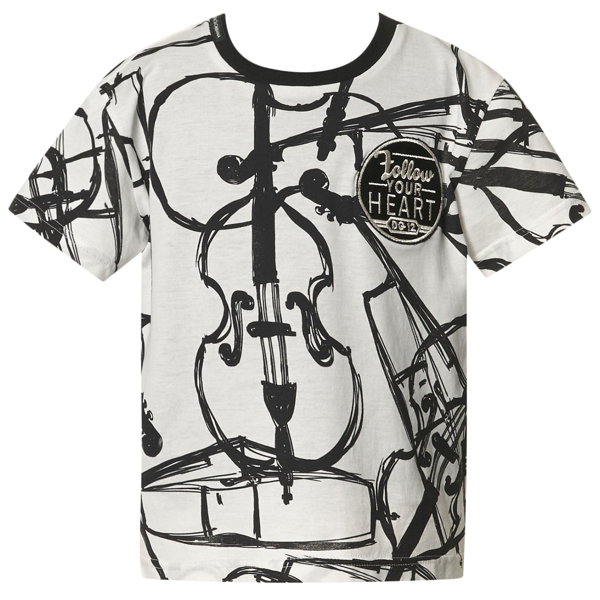 Boys White Fancy Printed Trims T-Shirt - CÉMAROSE | Children's Fashion Store - 1