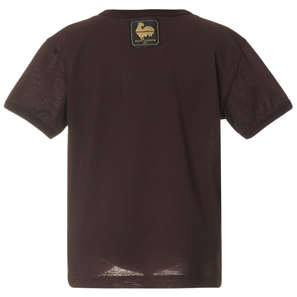 Boys Brown Rooster Printed Trims Cotton T-Shirt - CÉMAROSE | Children's Fashion Store - 2