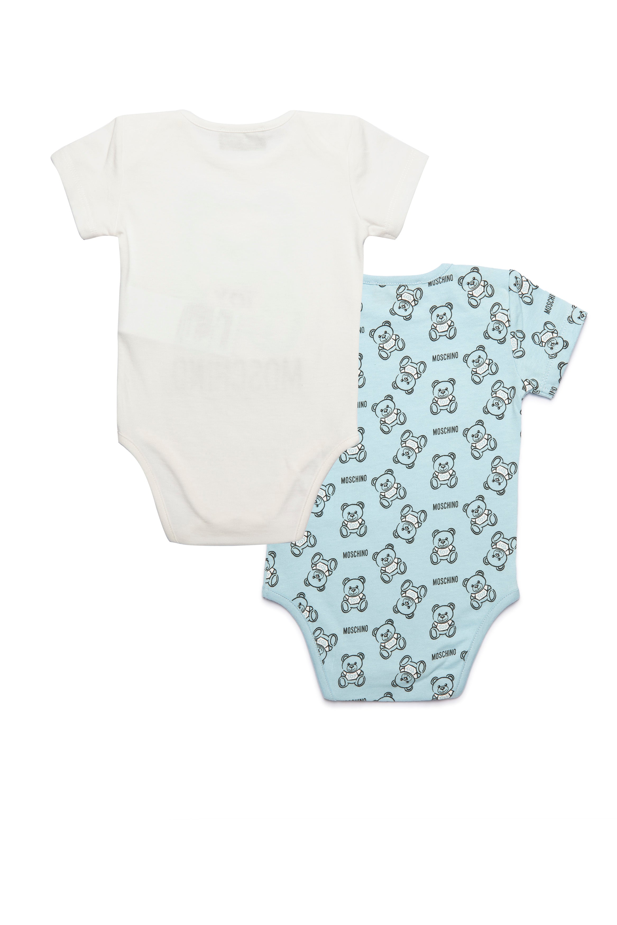 Baby Boys White & Blue Logo Cotton Set (2 Pieces)