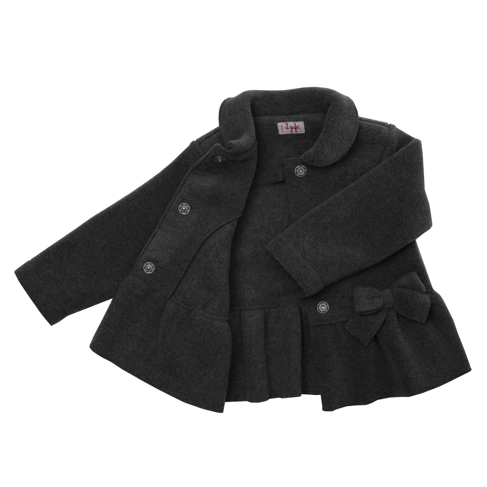 Girls Navy Blue Bow Trims Jacket With Peter Pan Collar - CÉMAROSE | Children's Fashion Store - 3