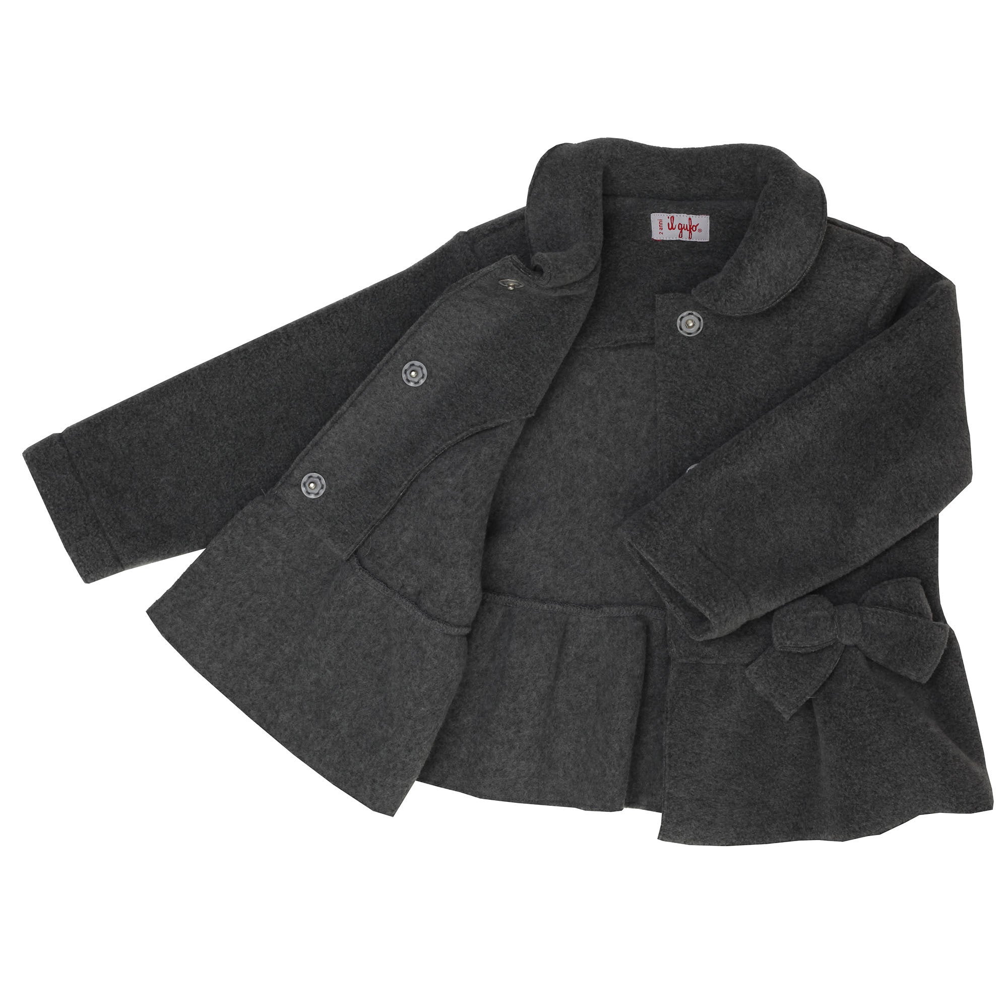 Girls Navy Blue Bow Trims Jacket With Peter Pan Collar - CÉMAROSE | Children's Fashion Store - 4