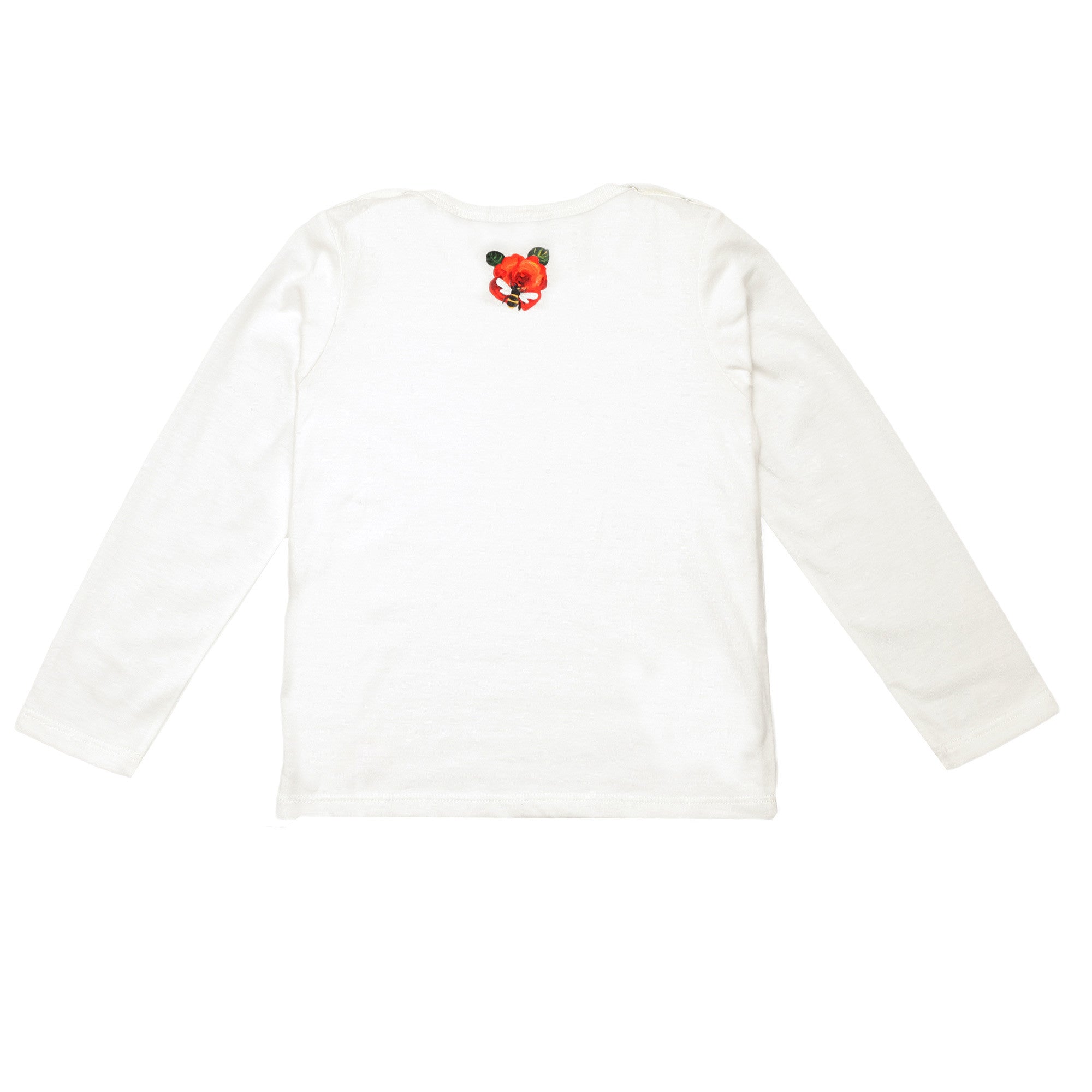 Baby Girls White Cotton T-Shirt With Flower Print Trims - CÉMAROSE | Children's Fashion Store - 2