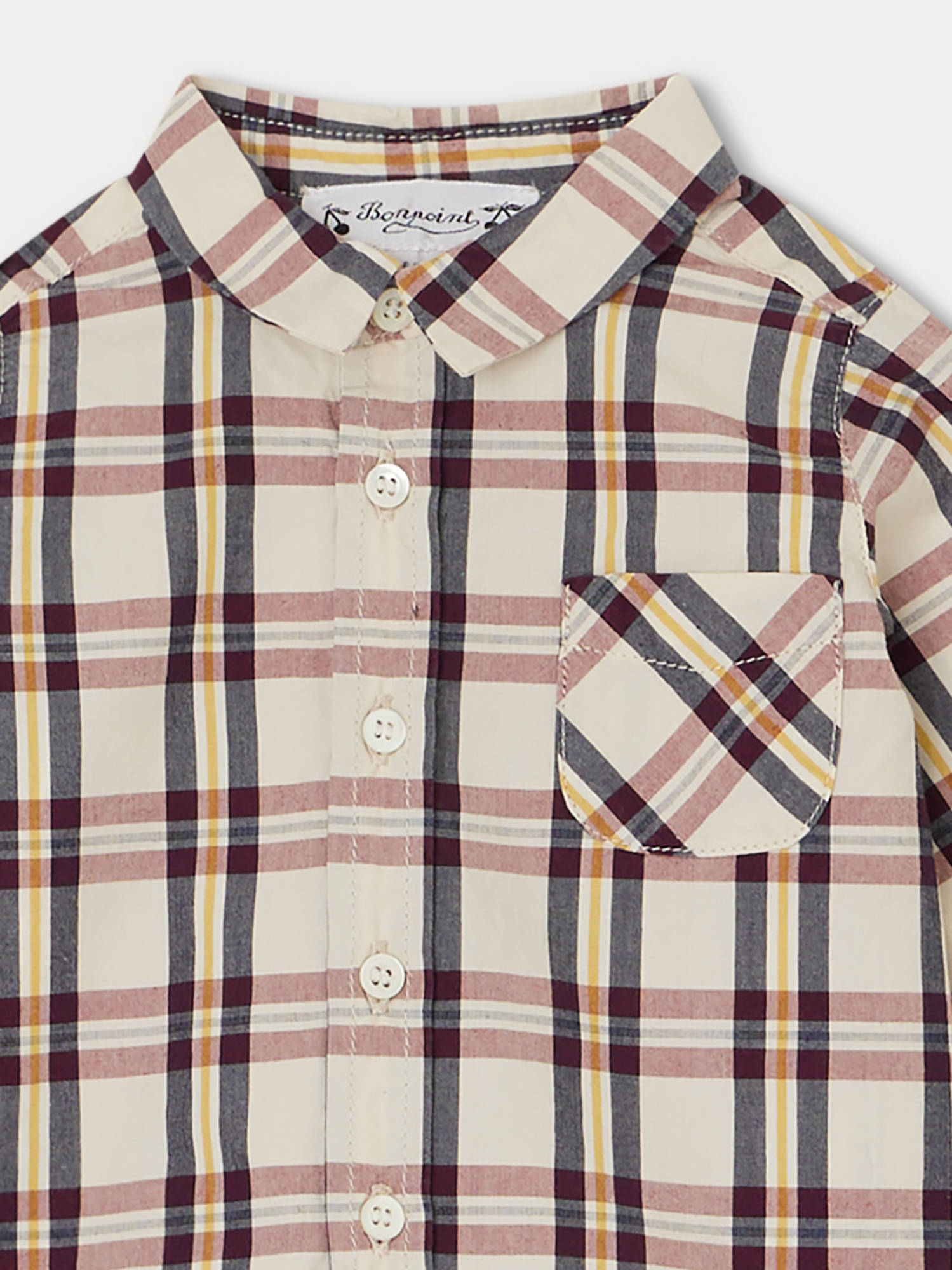 Baby Boys Beige Check Cotton Shirt