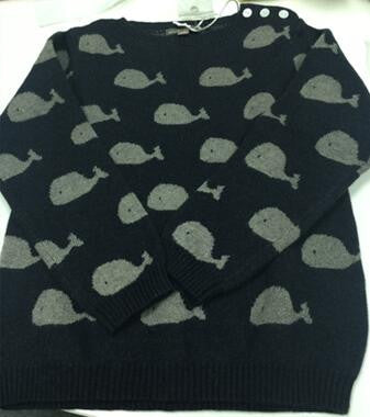 Boys Navy Blue Knitted Whales Sweater - CÉMAROSE | Children's Fashion Store