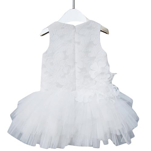 Girls White Patch Trims Tullee Sleeveless Dress - CÉMAROSE | Children's Fashion Store - 2