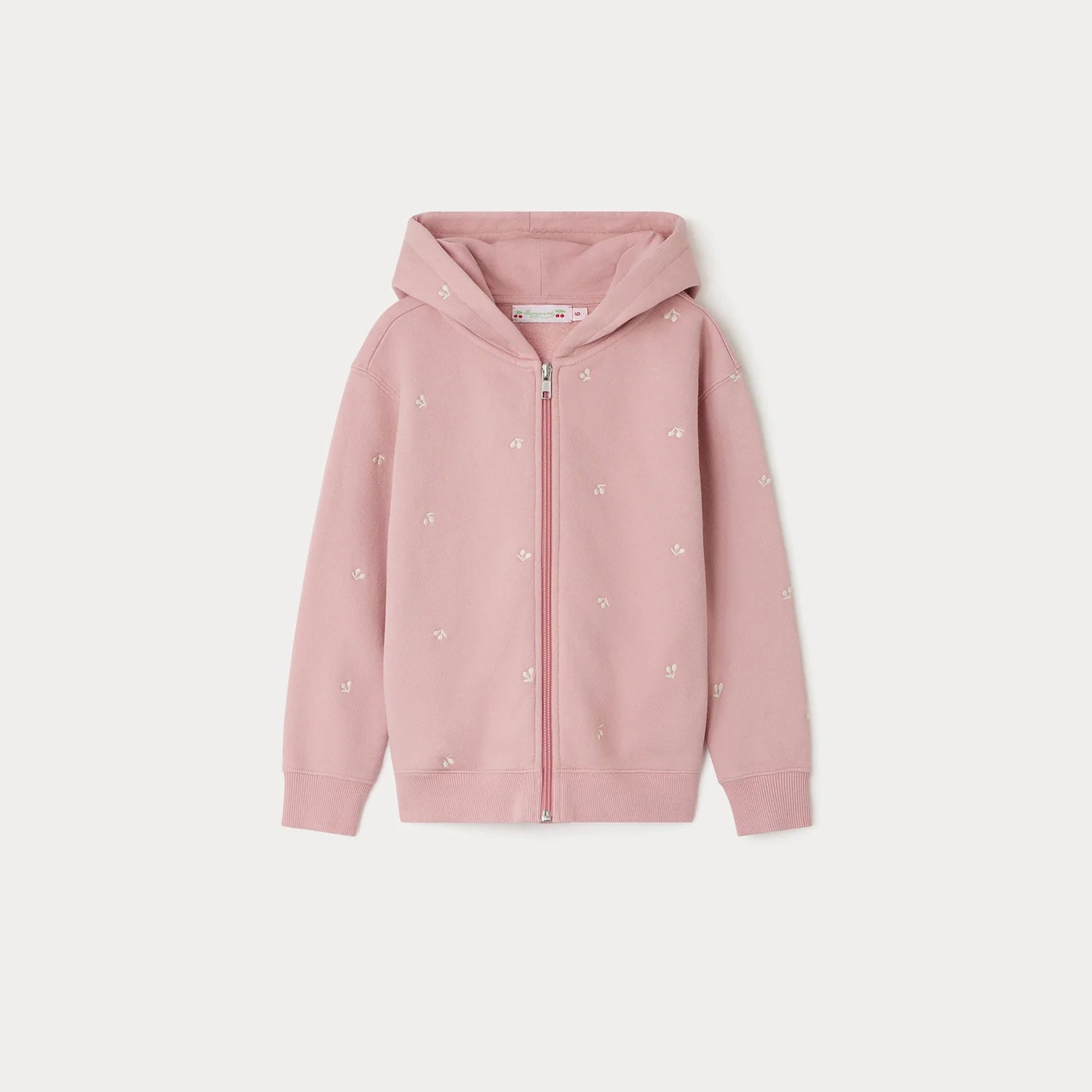 Girls Pink Embroidered Zip-Up Top