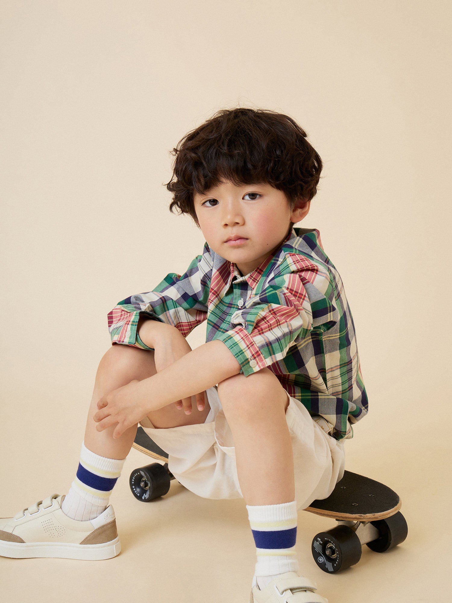 Boys Green Check Cotton Shirt