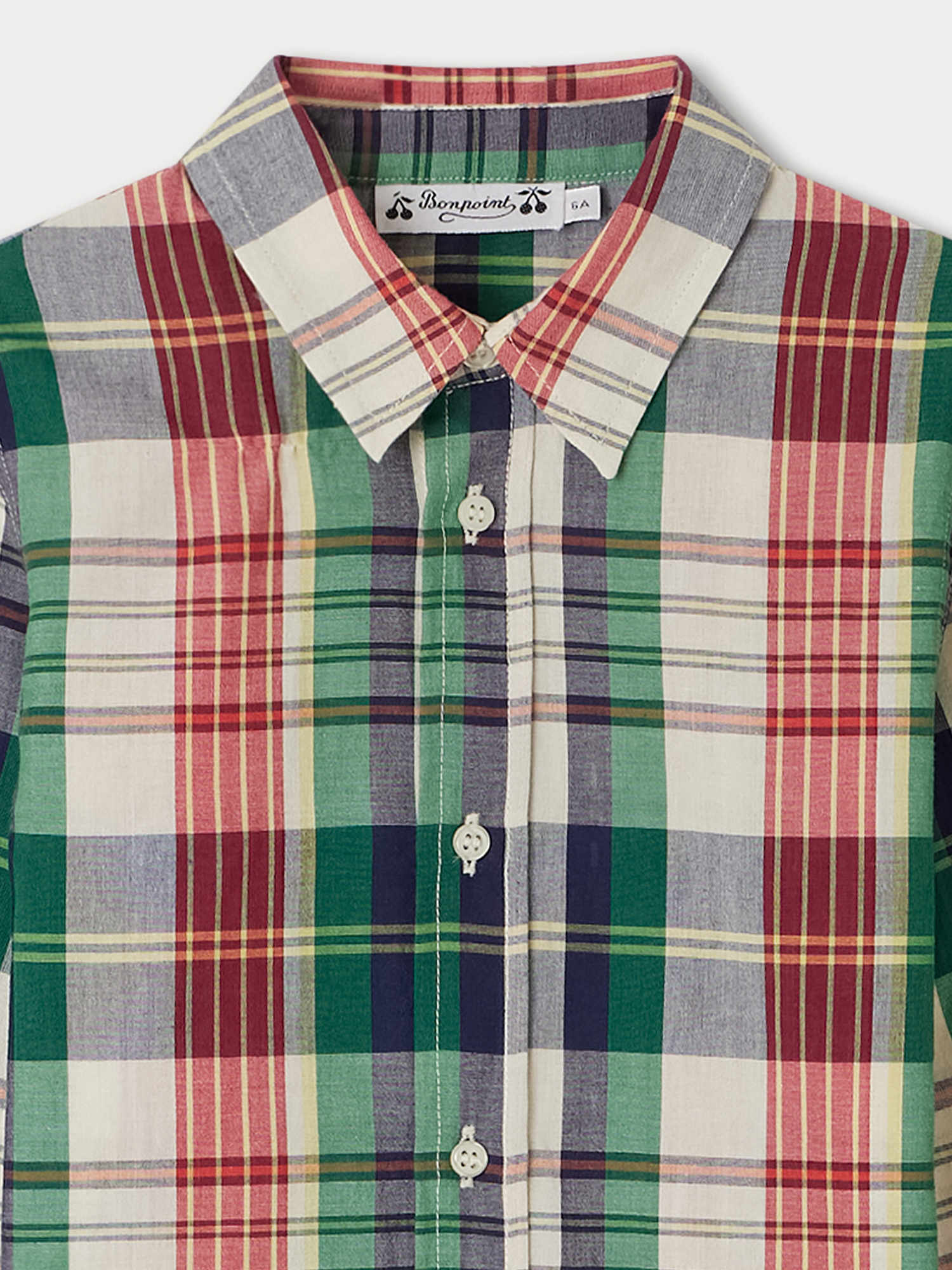 Boys Green Check Cotton Shirt