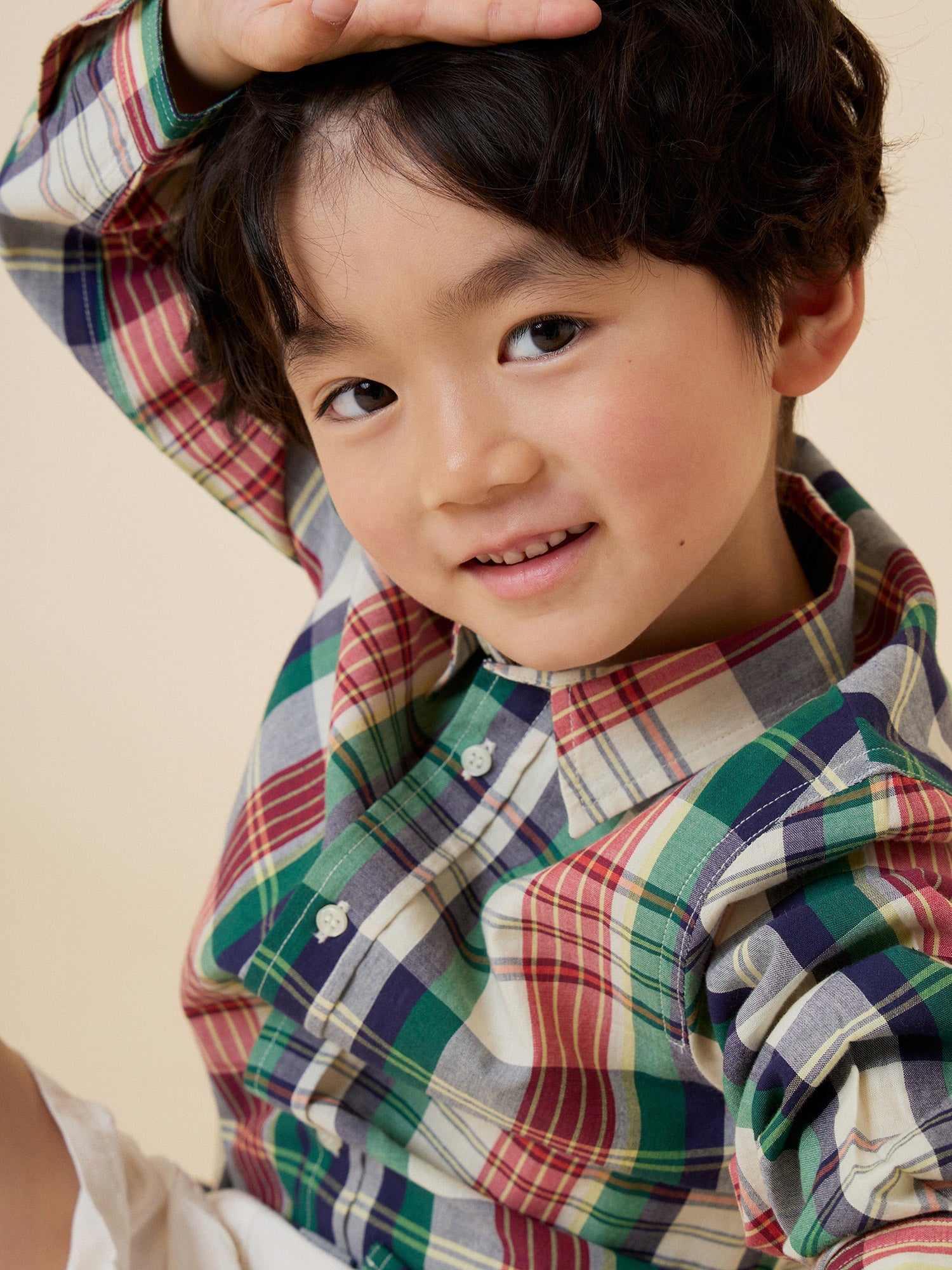 Boys Green Check Cotton Shirt