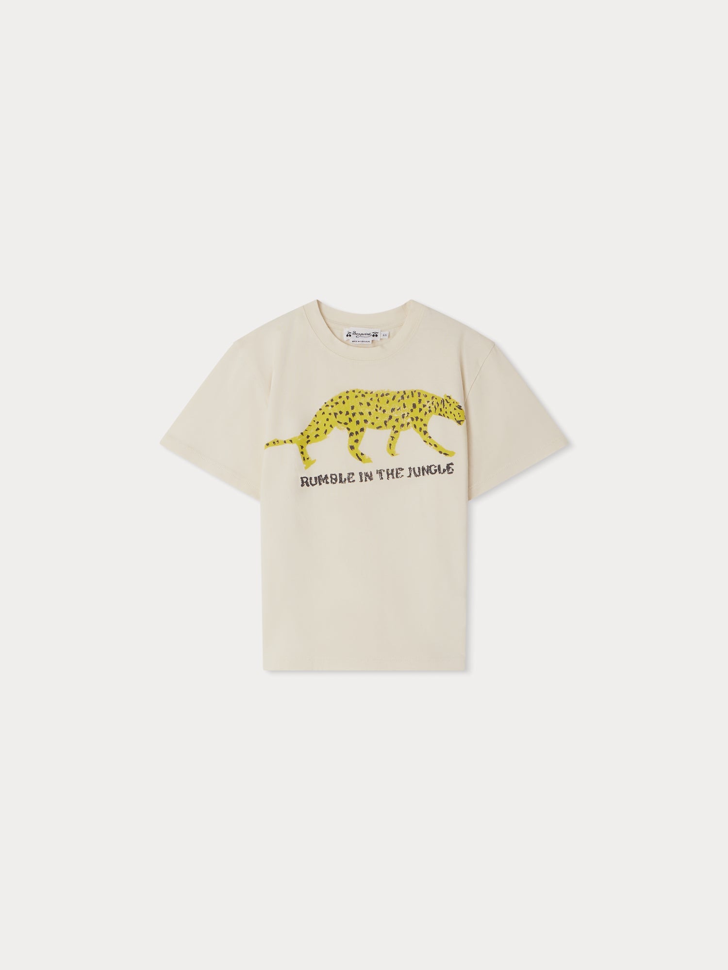 Boys Beige Printed Cotton T-Shirt