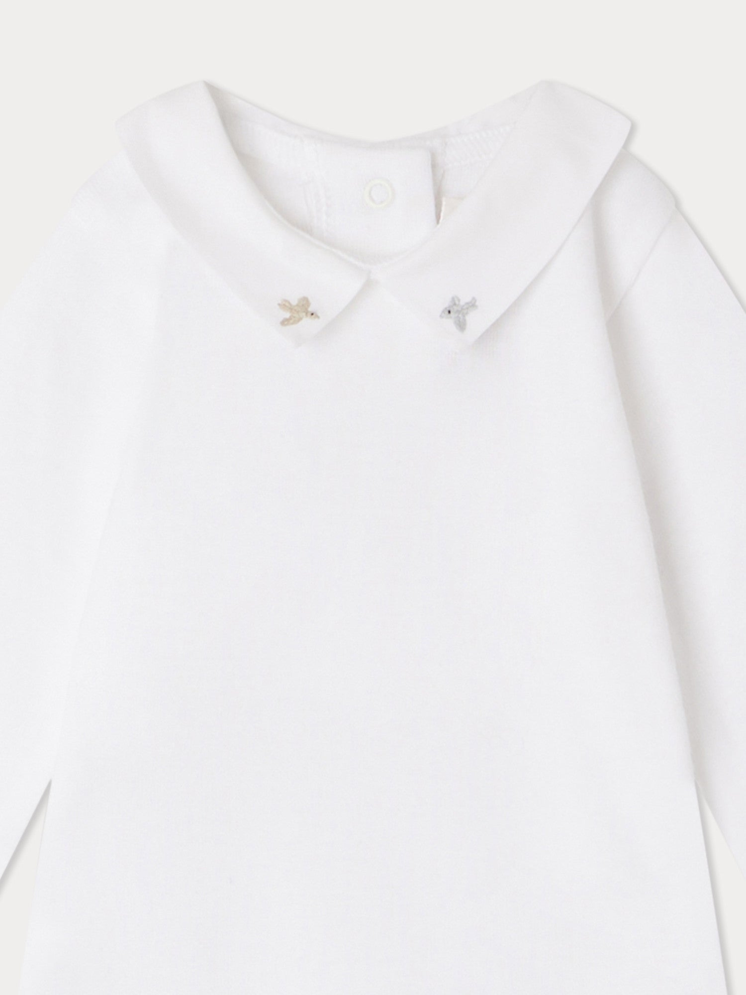 Baby Boys & Girls White Cotton Babysuit
