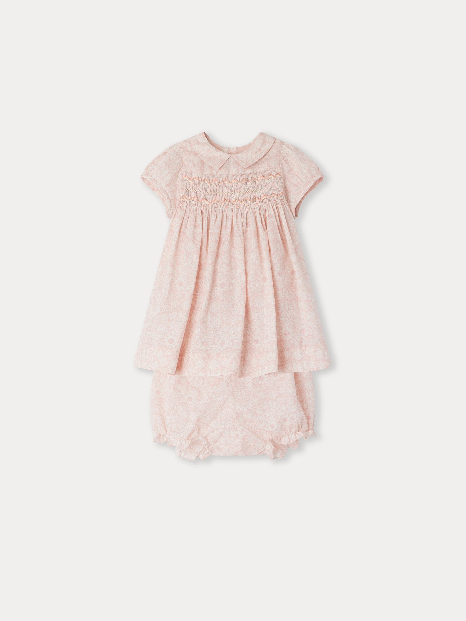 Baby Girls Pink Floral Cotton Dress Set