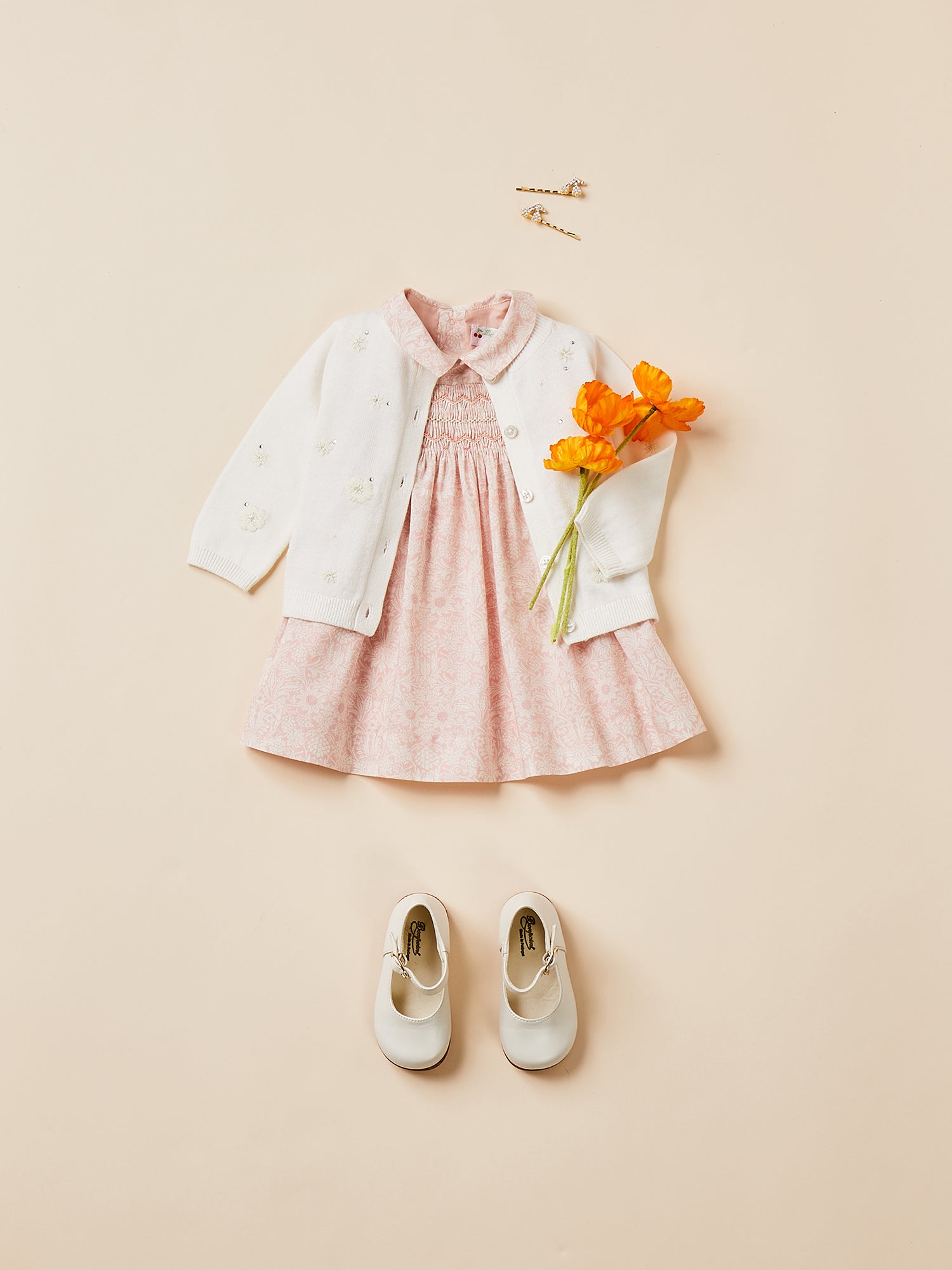 Baby Girls Pink Floral Cotton Dress Set