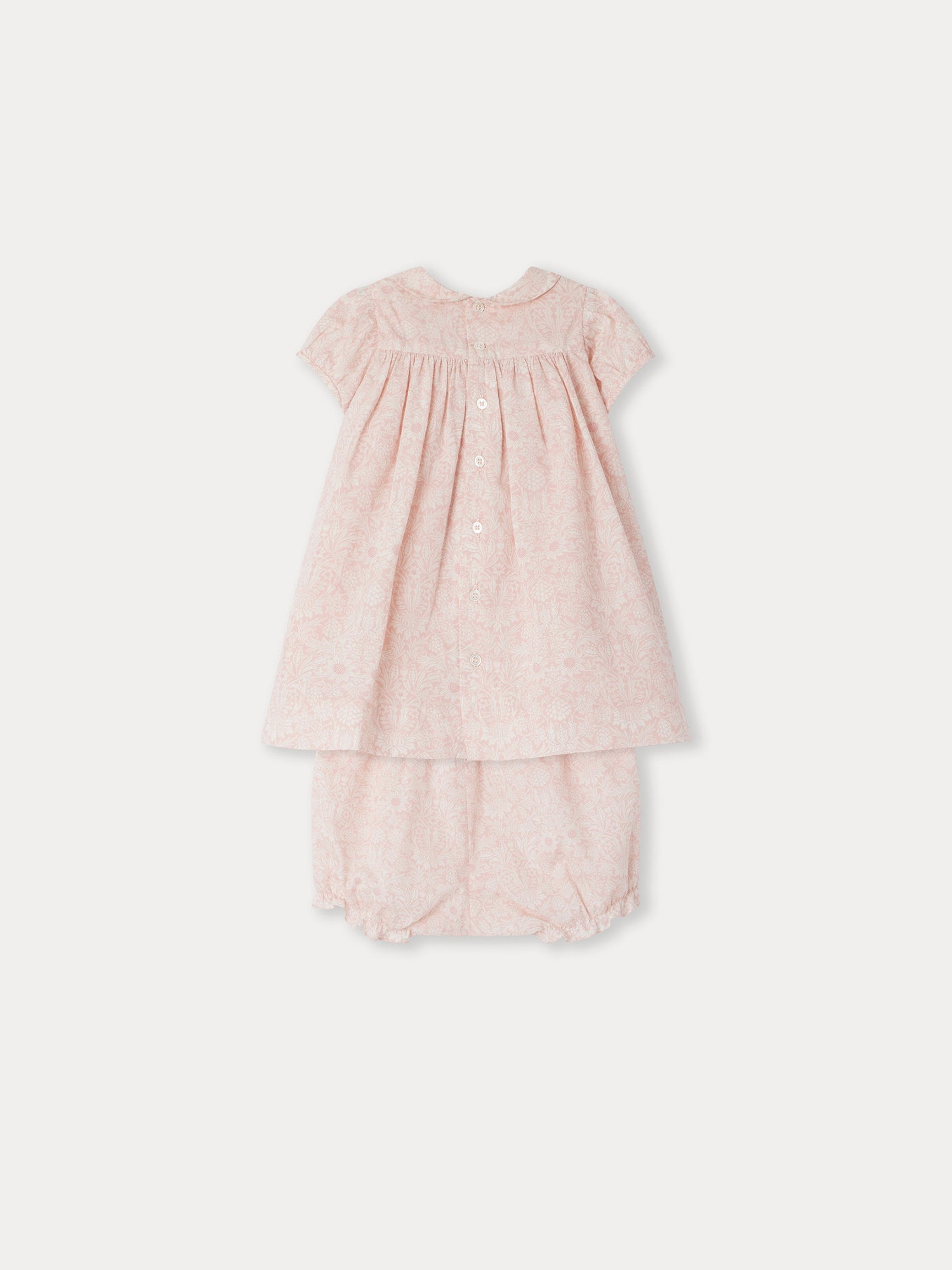 Baby Girls Pink Floral Cotton Dress Set