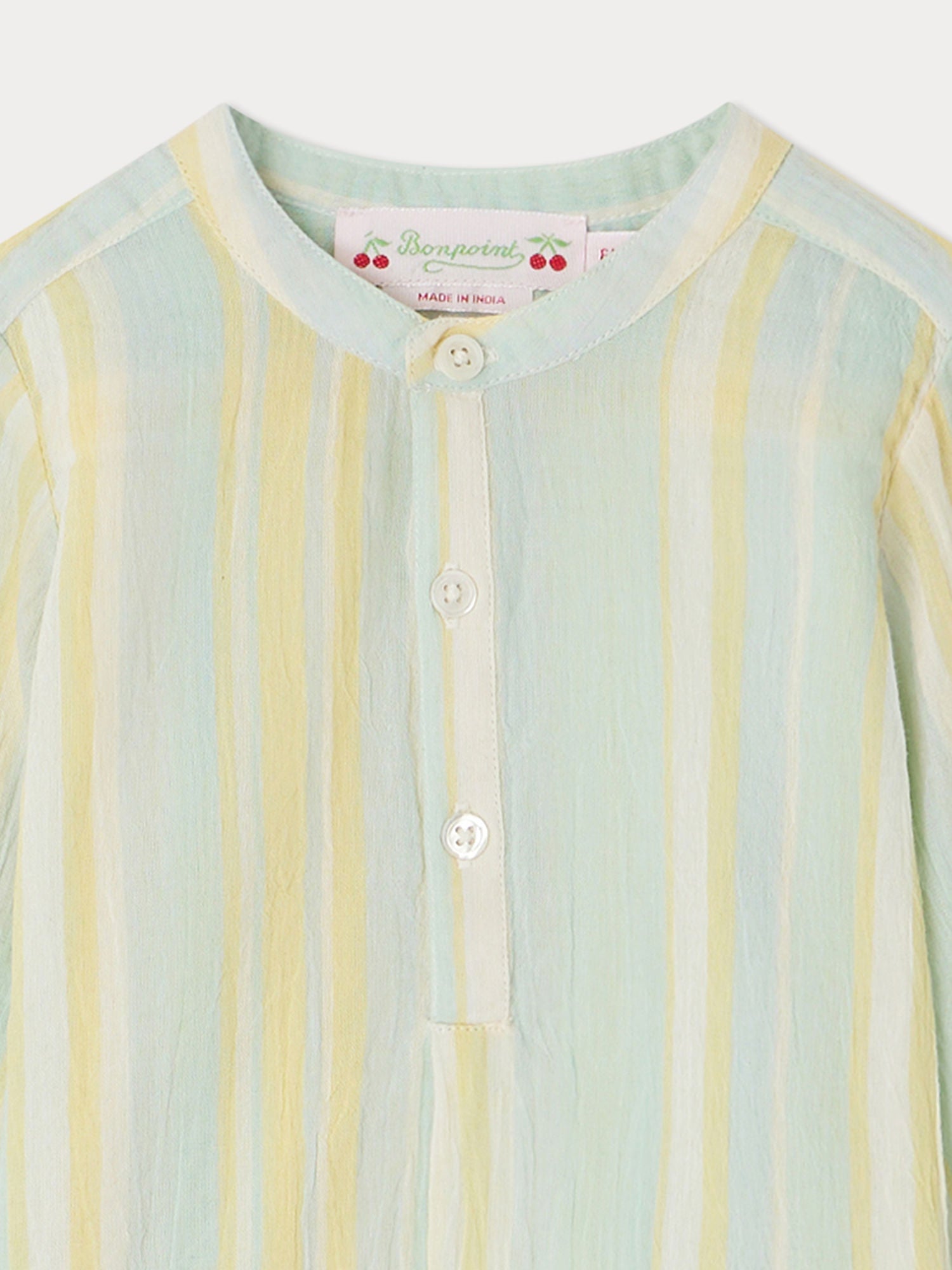 Baby Boys Green Stripes Cotton Shirt