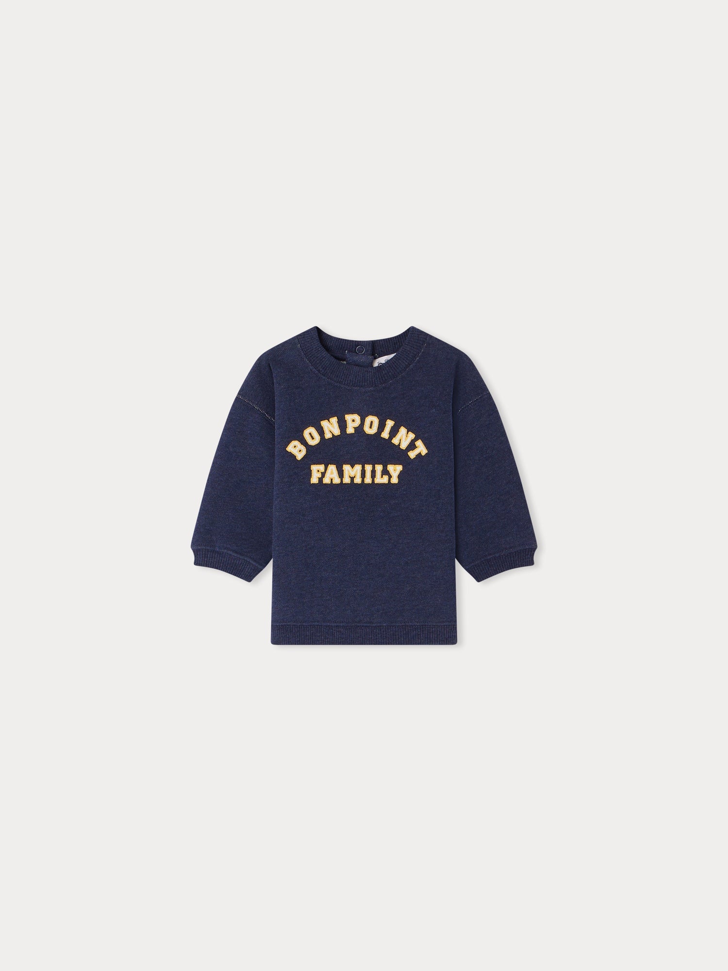 Sweat-shirt en coton bleu foncé avec logo pour bébés garçons et filles