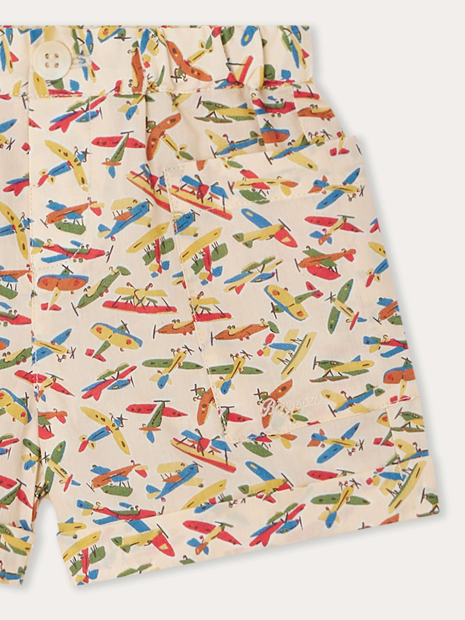 Baby Boys Beige Printed Cotton Shorts