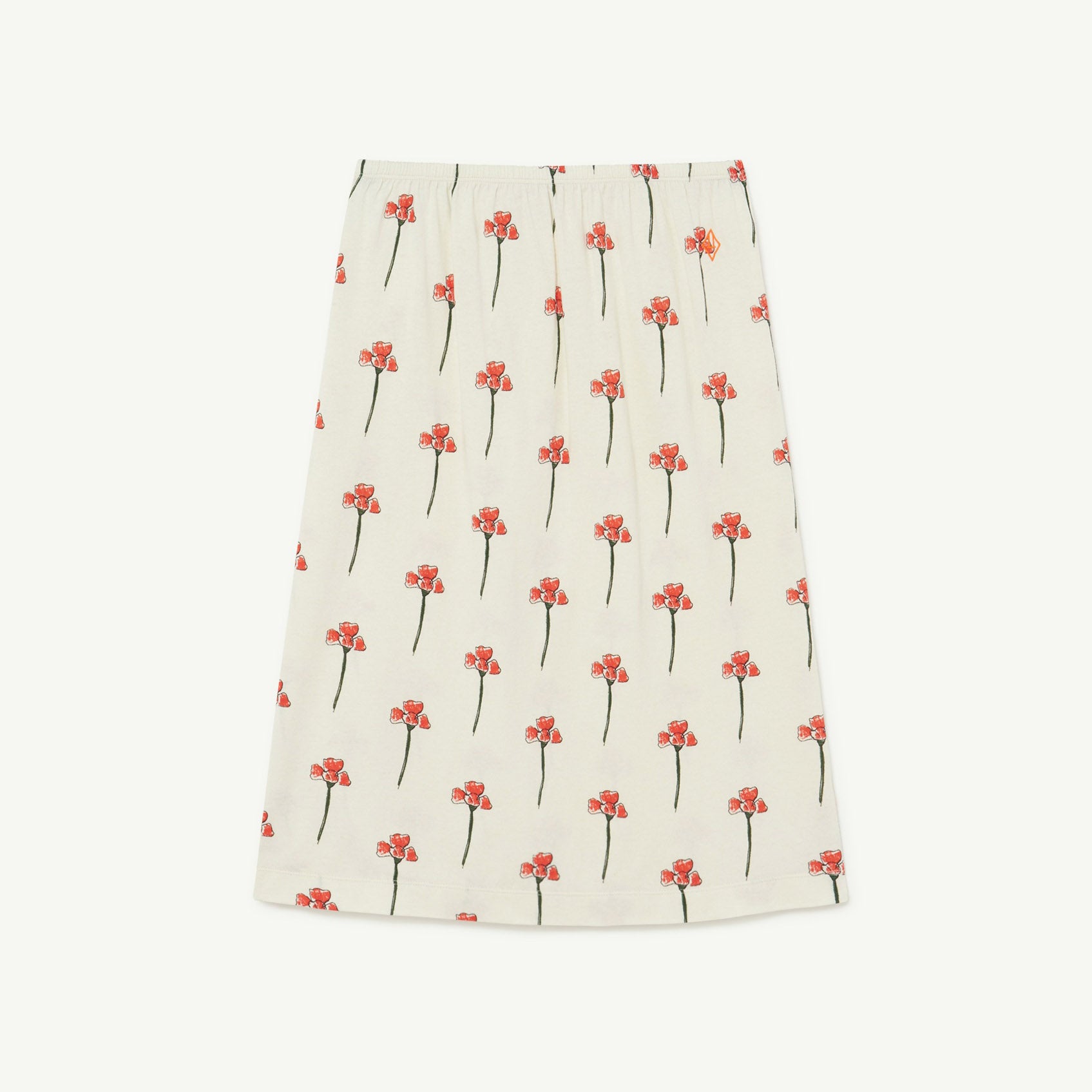 Girls White Flowers Cotton Skirt