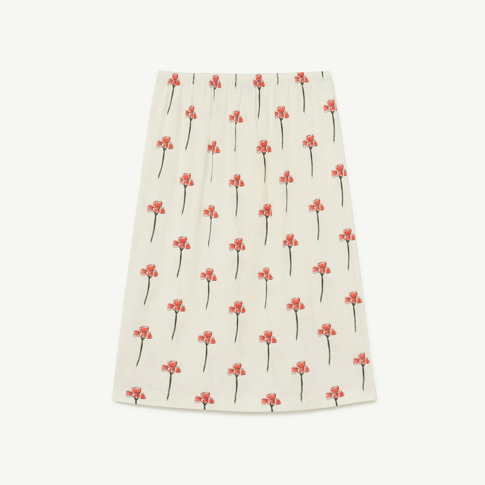 Girls White Flowers Cotton Skirt