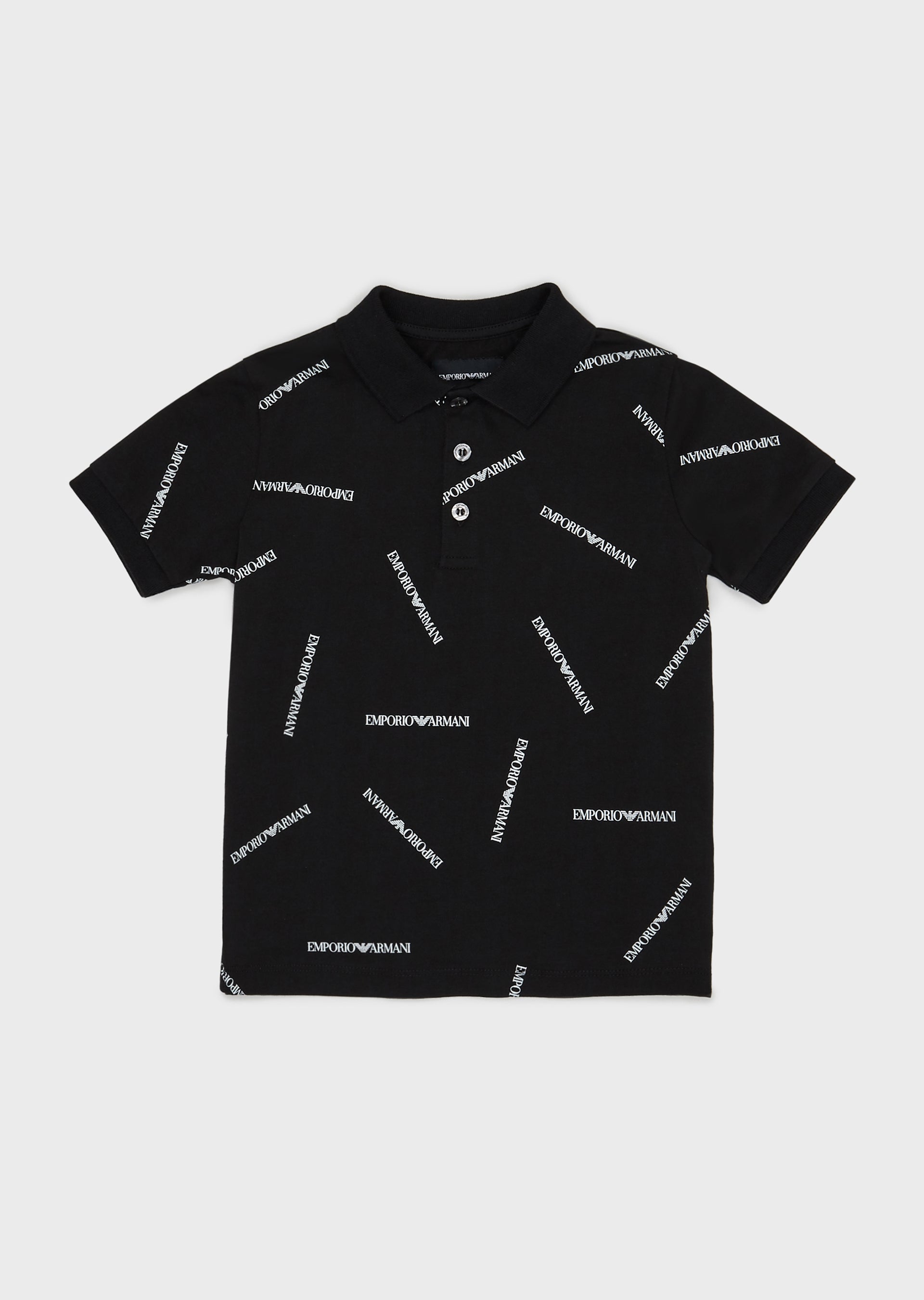 Boys Black Logo Cotton Polo Shirt