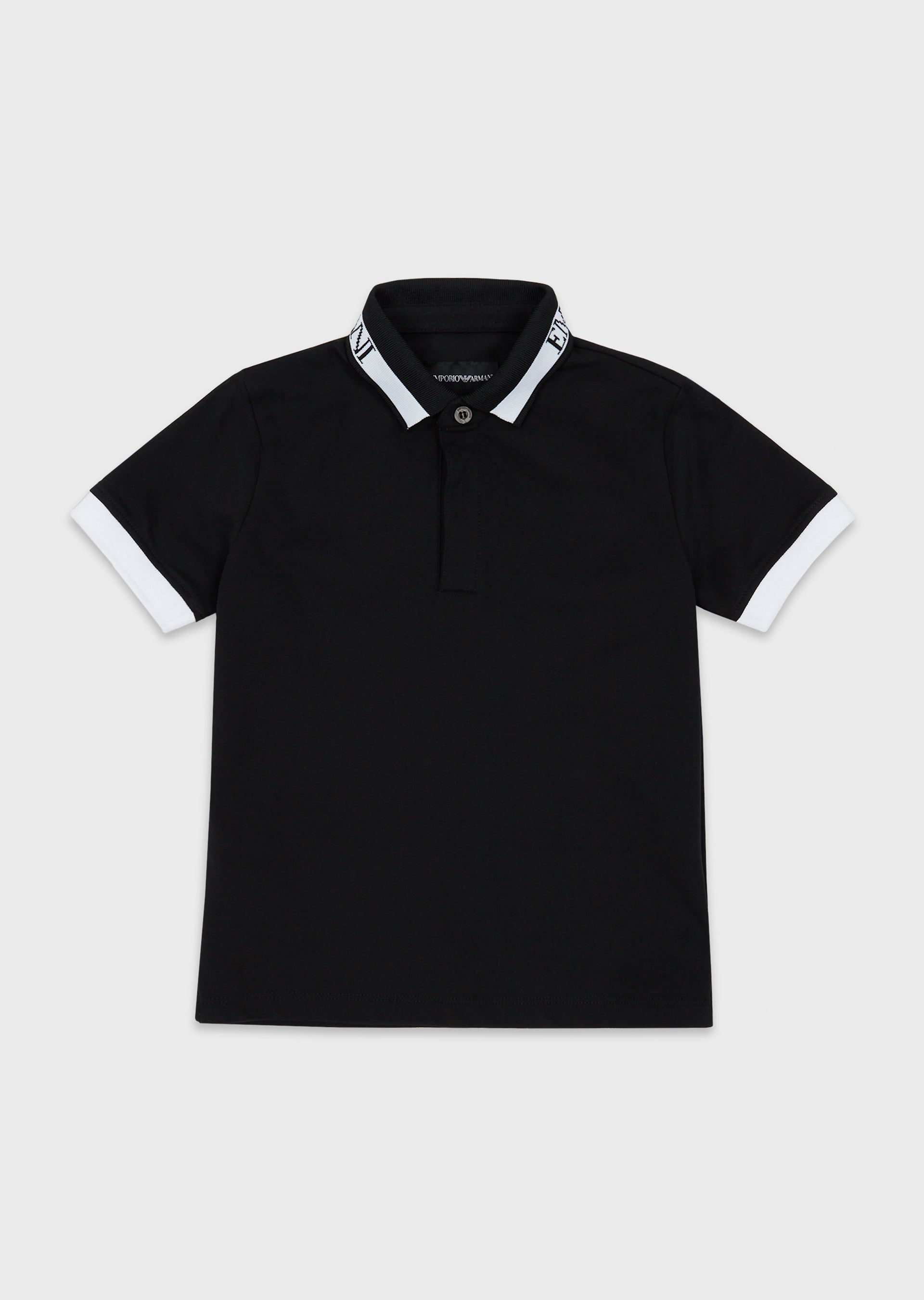Boys Black Cotton Polo Shirt