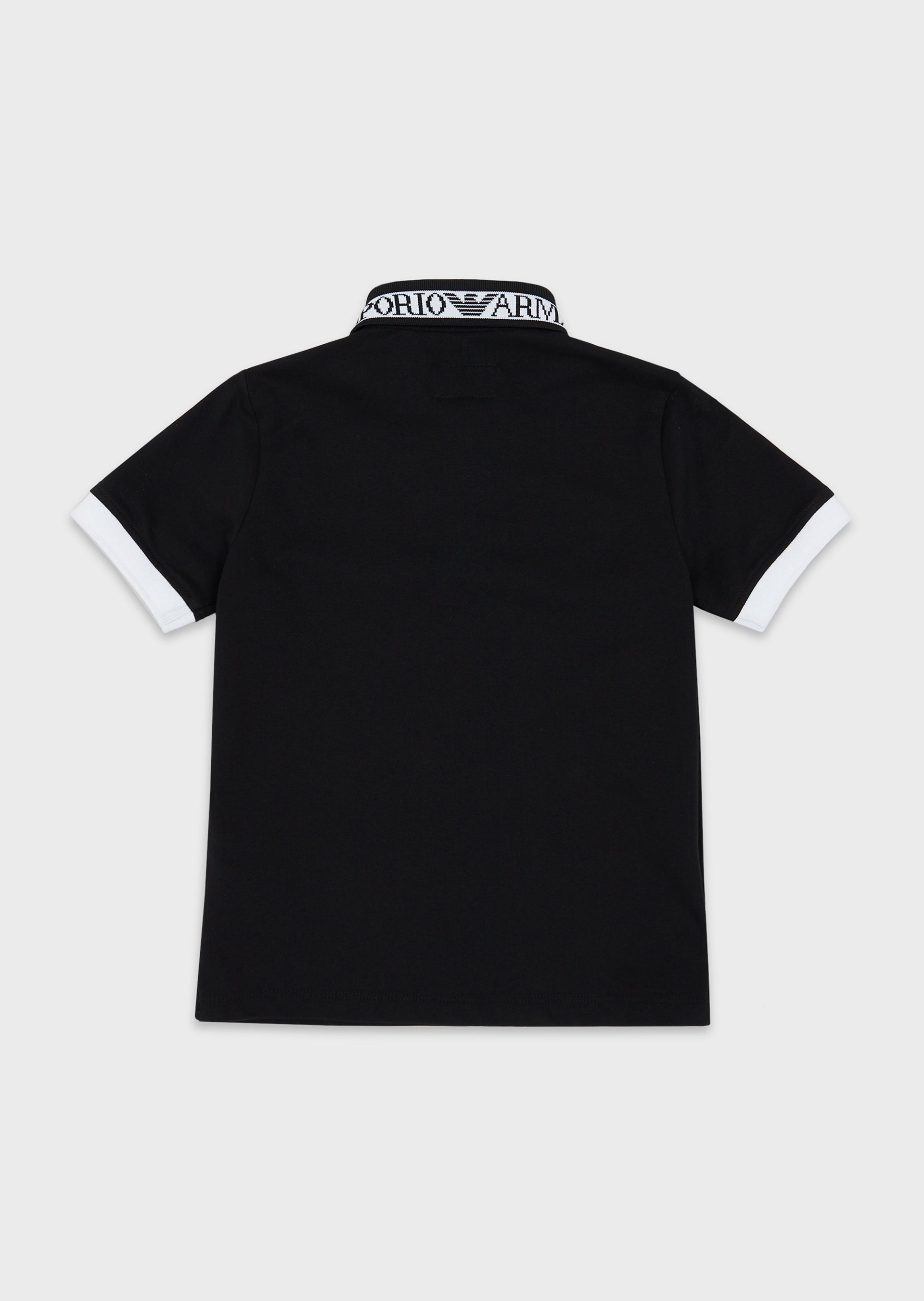 Boys Black Cotton Polo Shirt