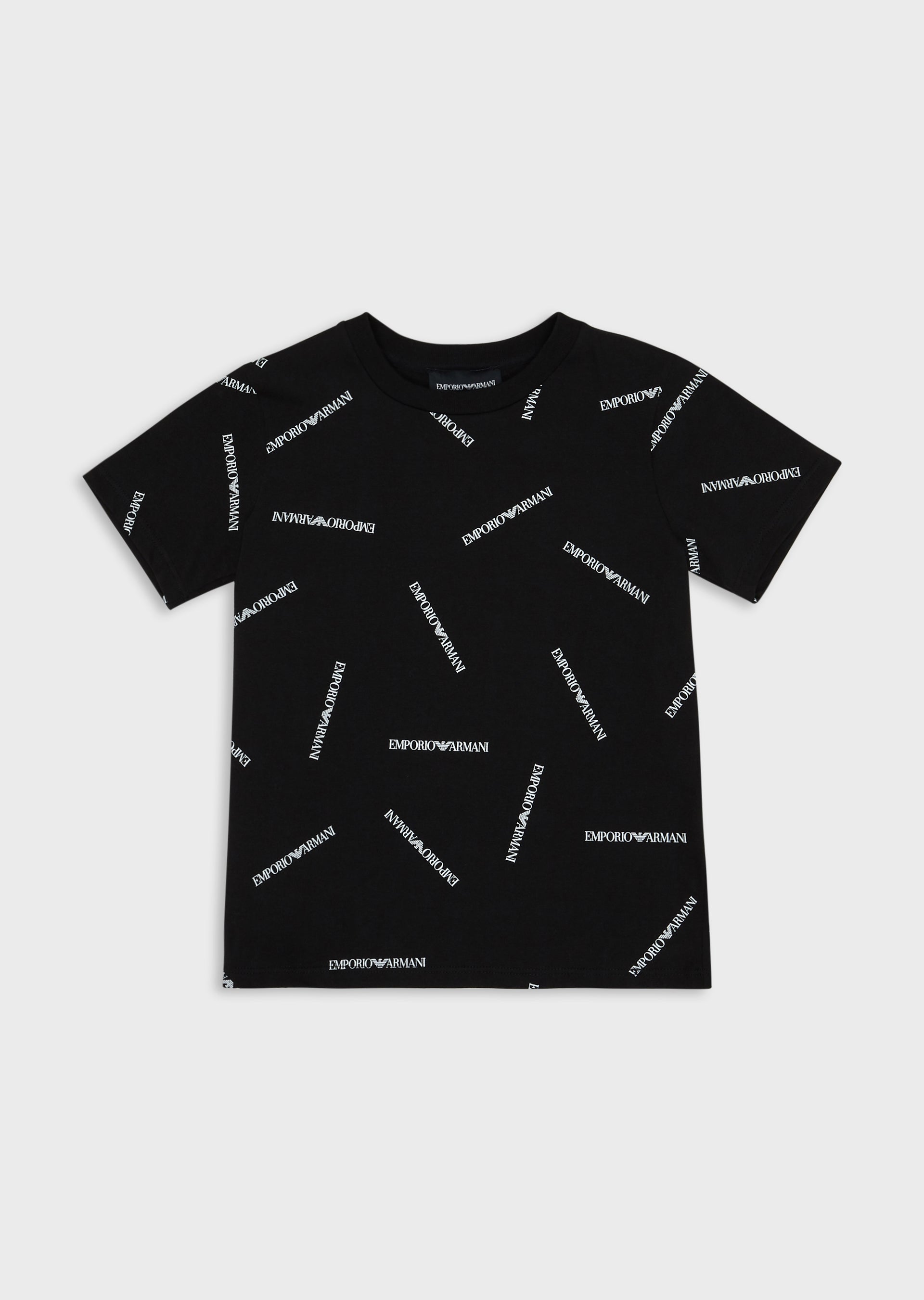Boys Black Logo Cotton T-shirt